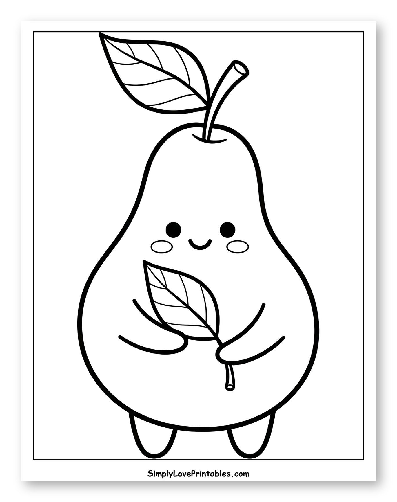 Happy Pear Character Holding a Leaf