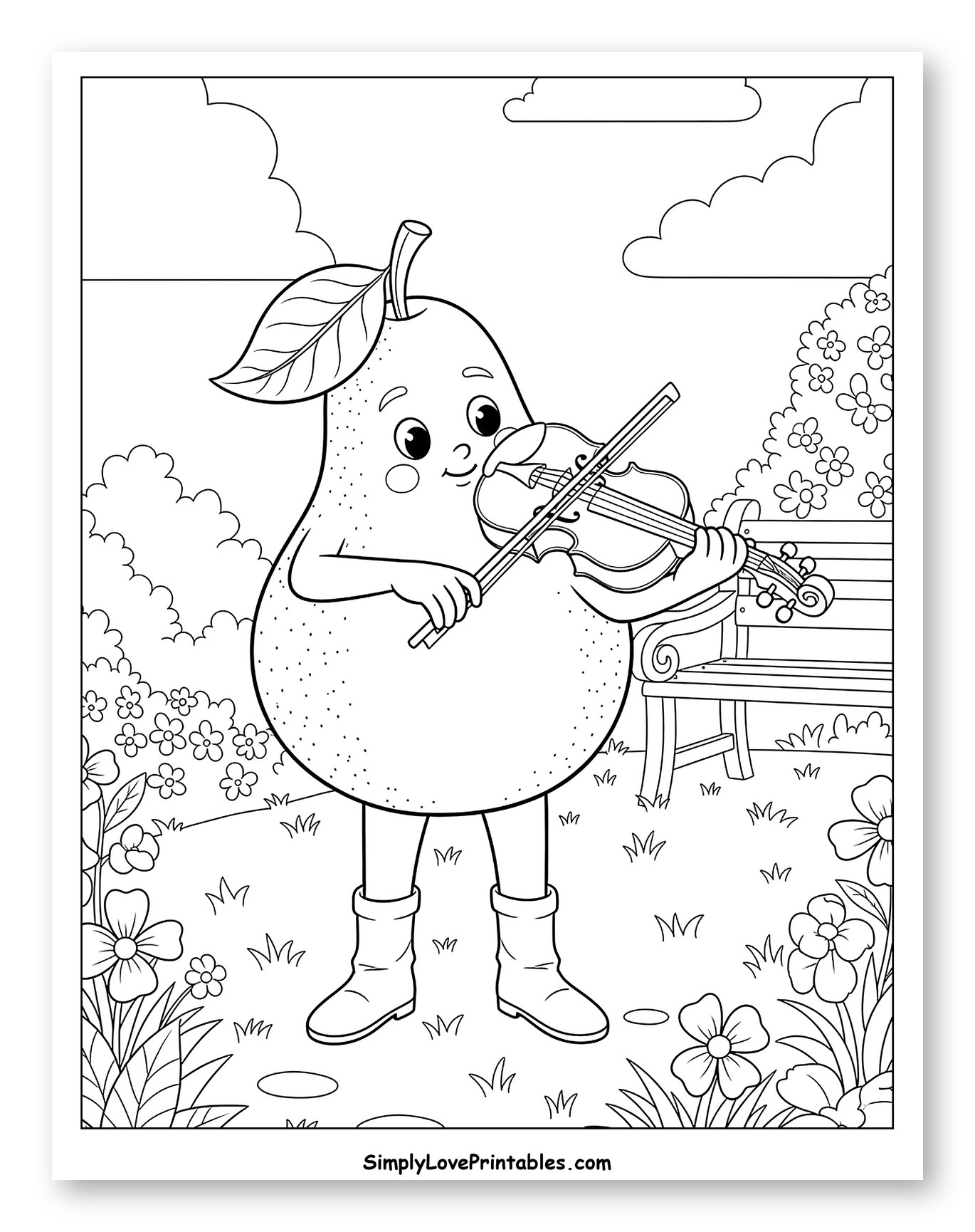 Happy Pear Playing Violin Outdoors