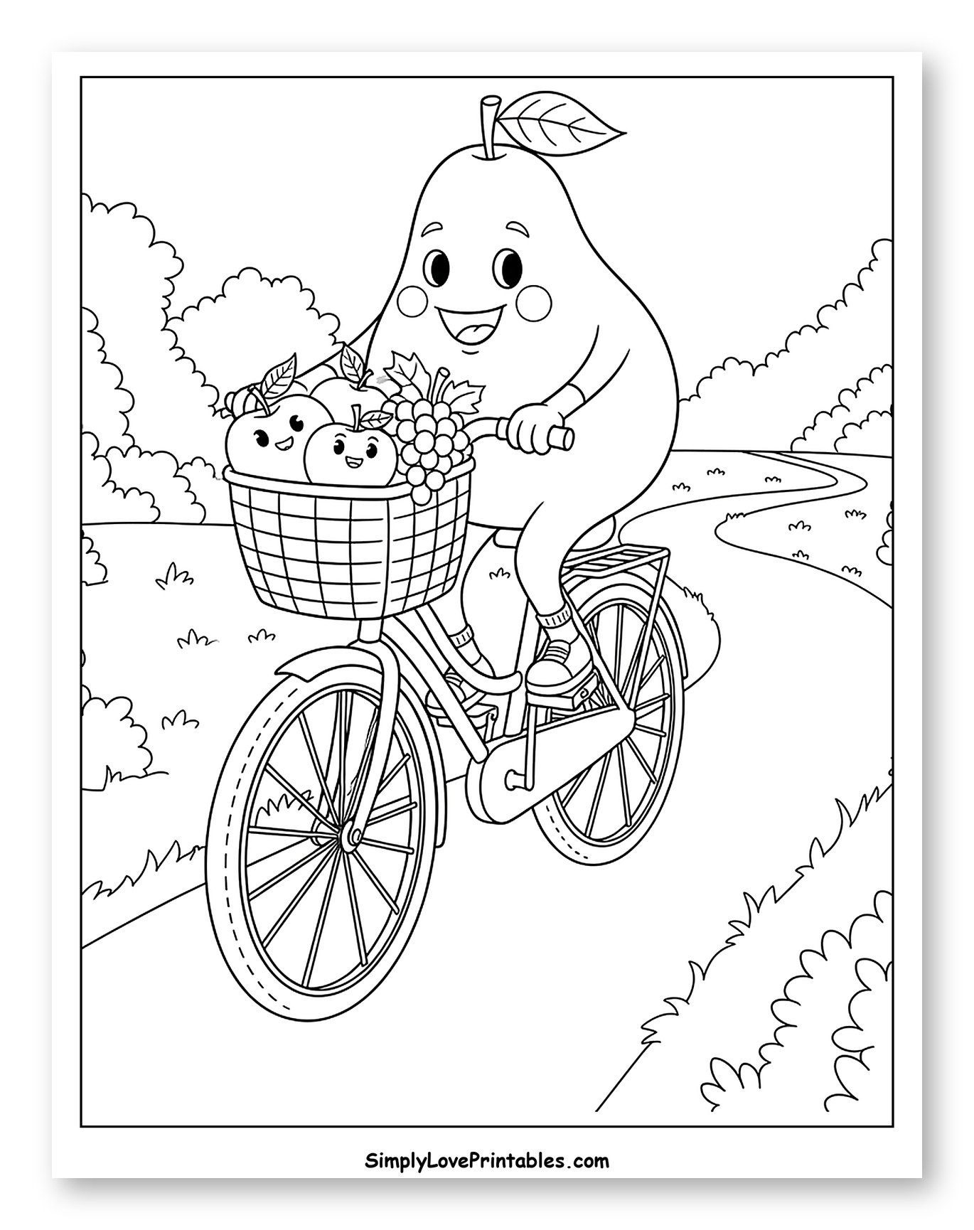 Happy Pear Riding Bicycle with Fruit