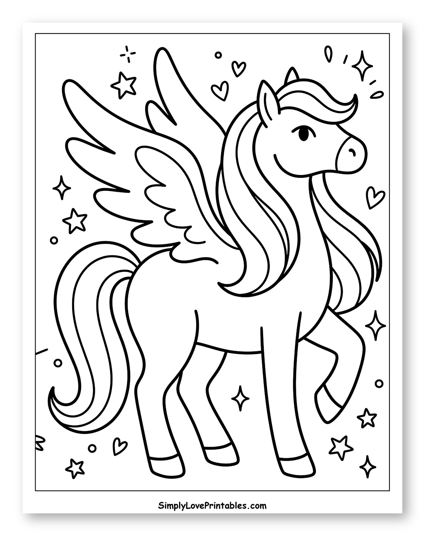 Happy Pegasus Amidst Stars and Sparkles