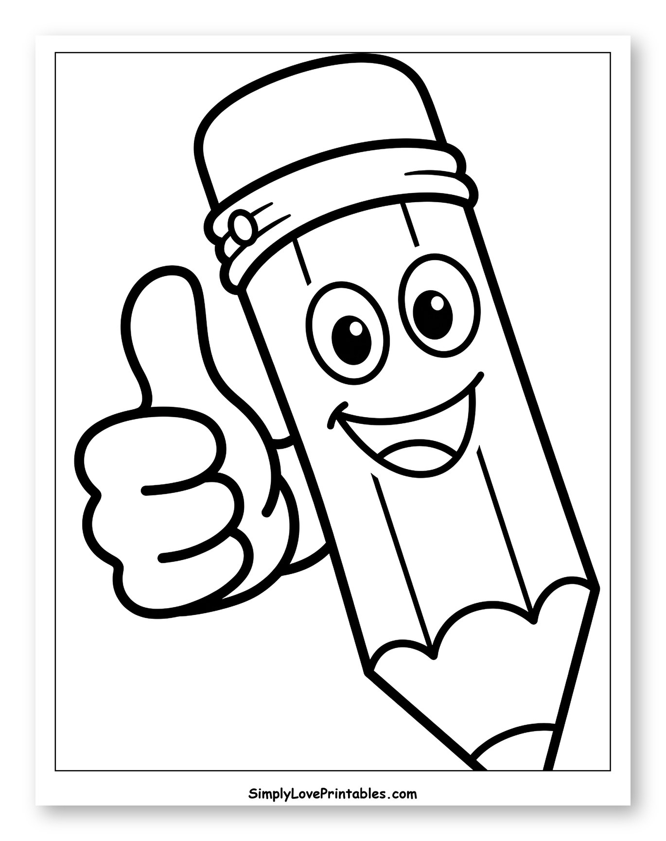 Happy Pencil Giving Thumbs Up Coloring Page for Toddlers