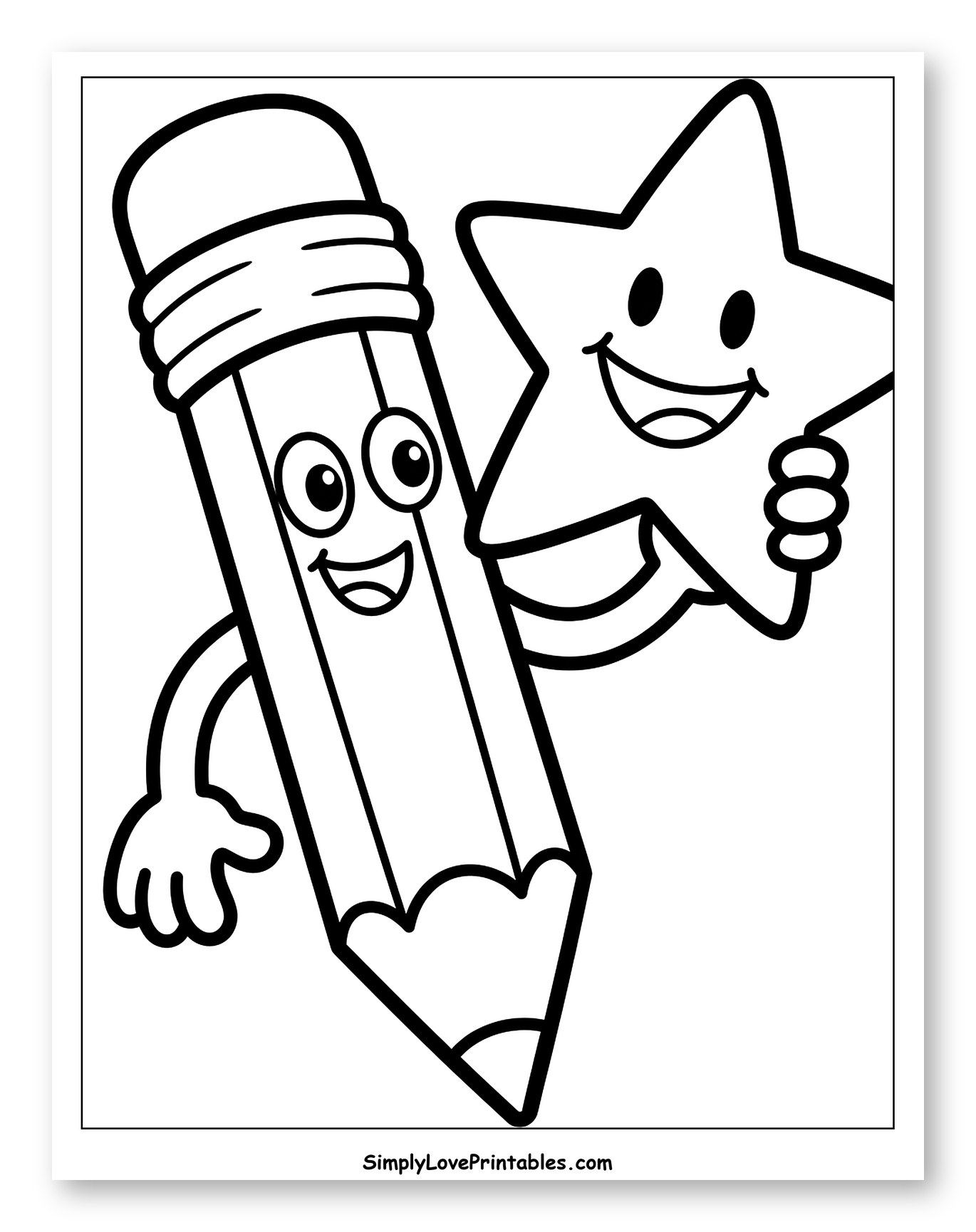 Happy Pencil Holding a Star