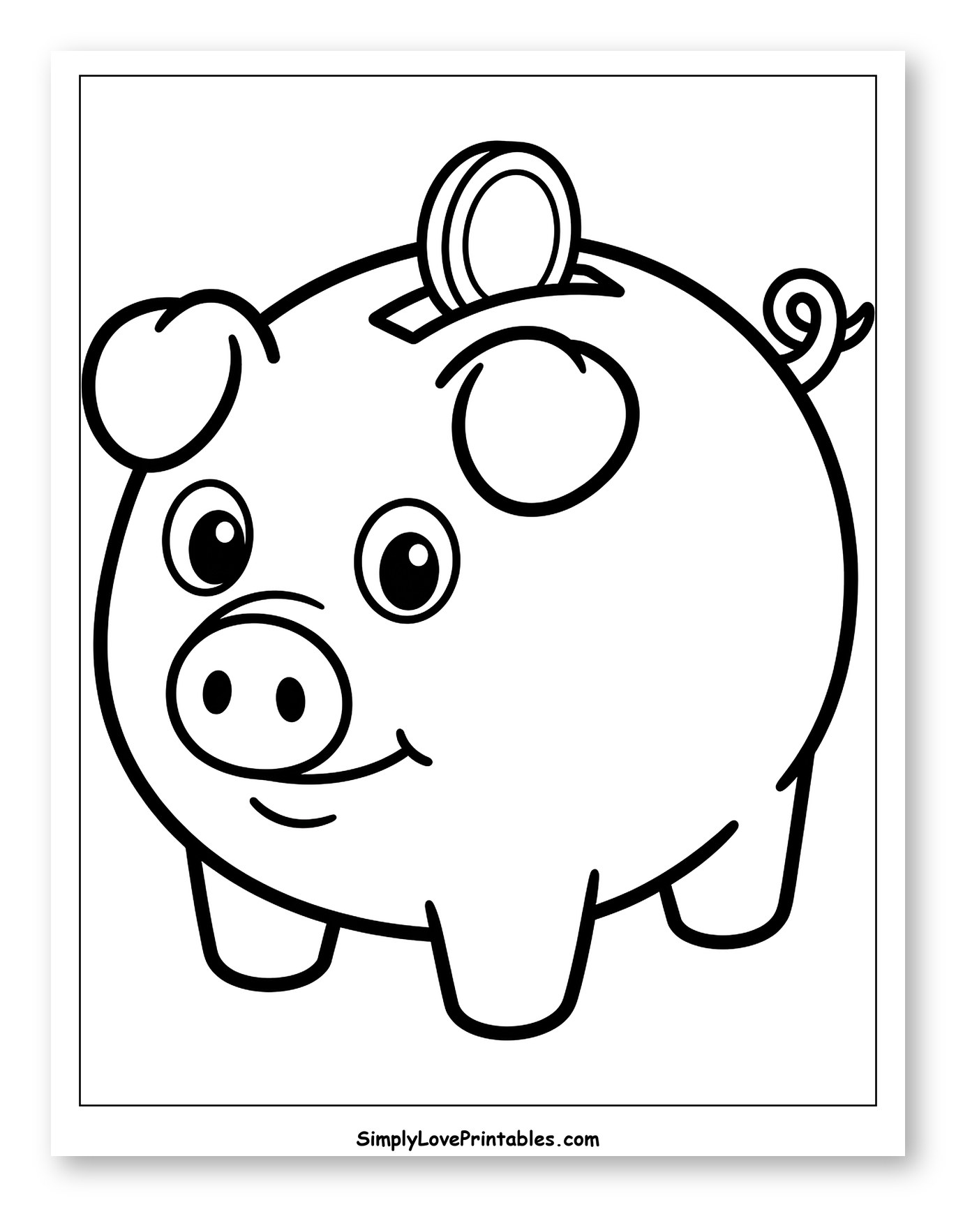 Happy Piggy Bank Receiving a Coin