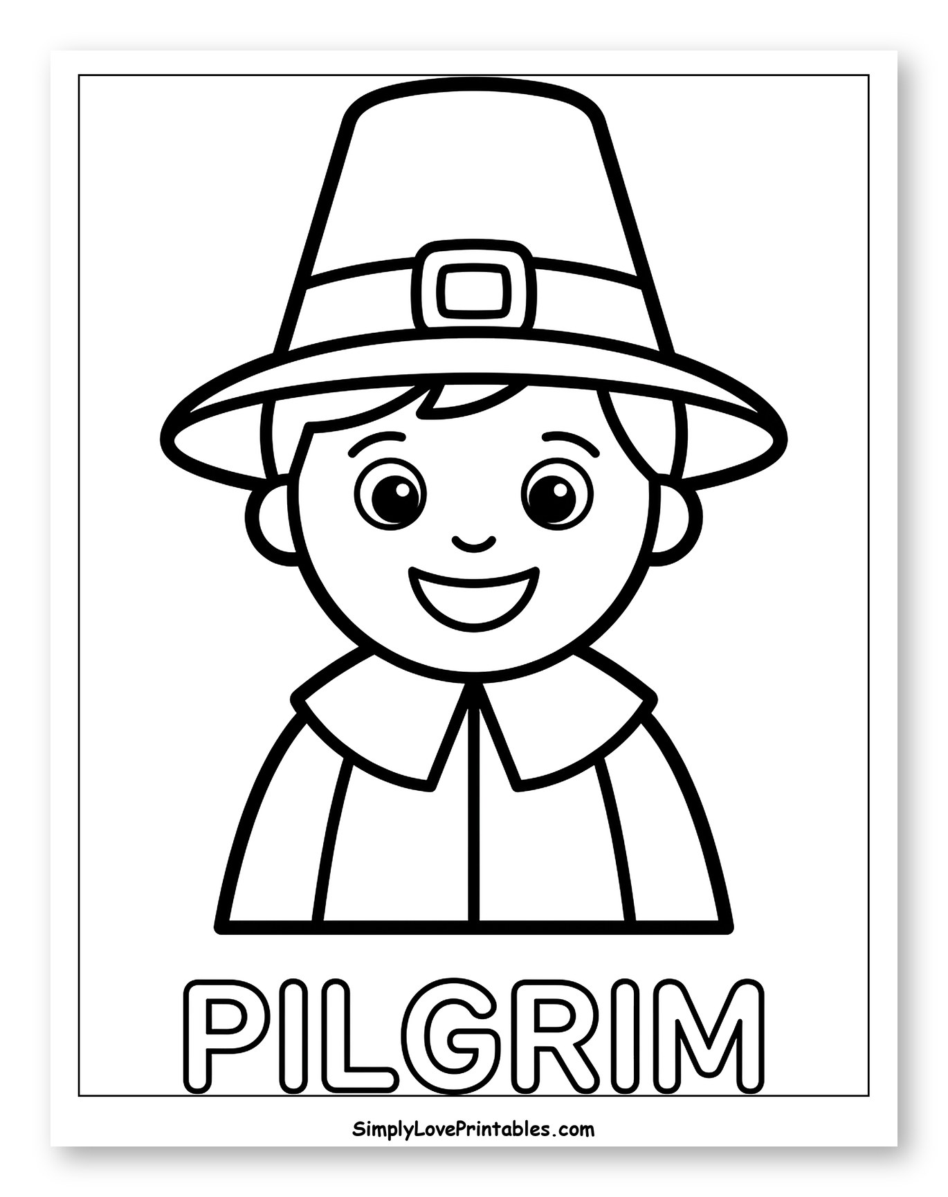 Happy Pilgrim Boy with Hat and Buckle