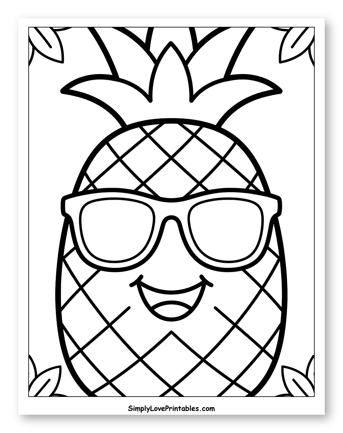 Happy Pineapple Wearing Cool Sunglasses