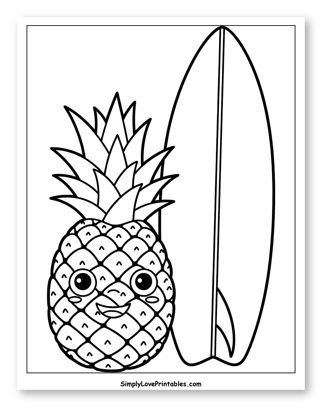 Happy Pineapple with a Surfboard