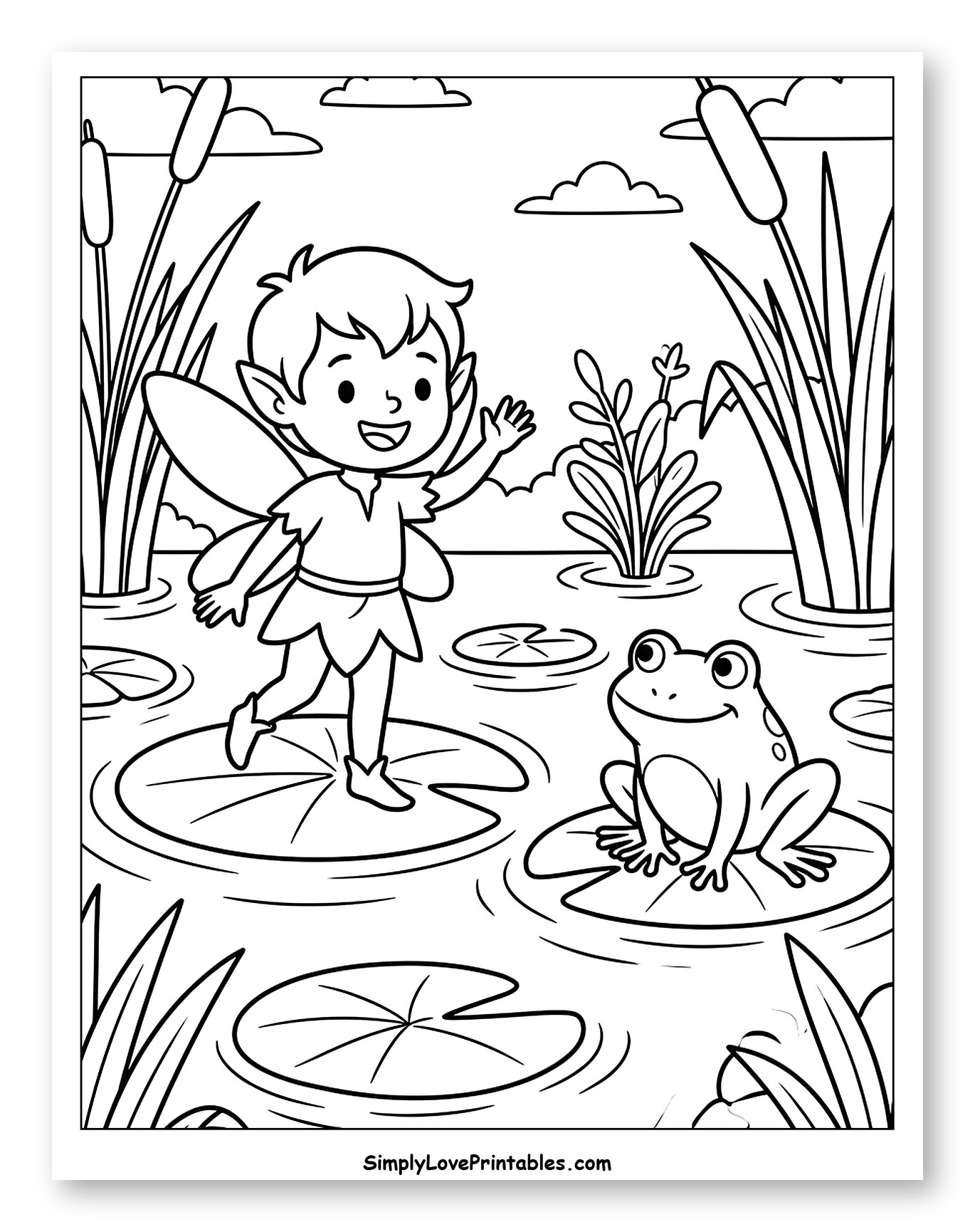 Happy Pixie Meeting a Friendly Frog