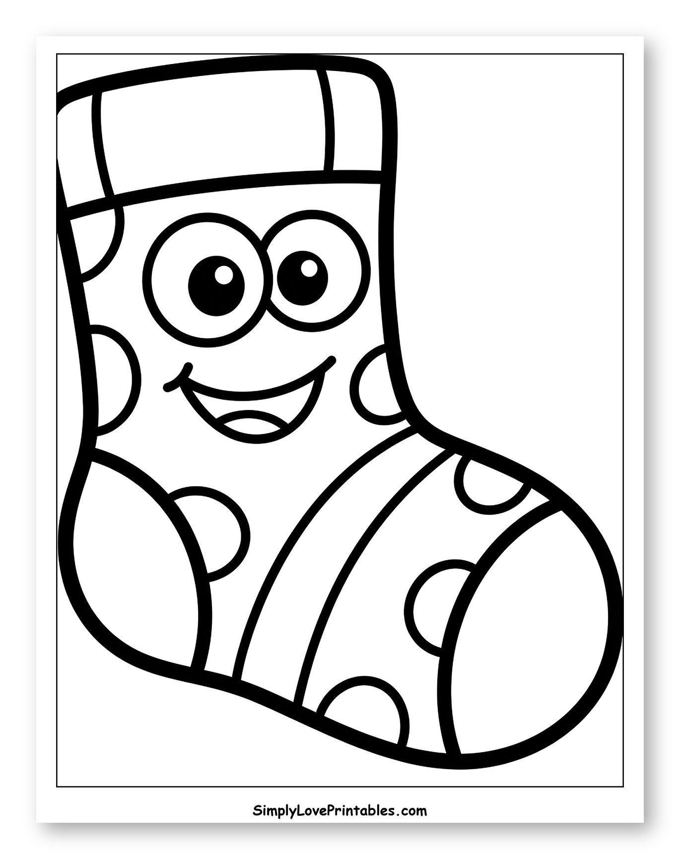 Happy Polka Dot Sock with Stripes Coloring Sheet for Toddlers