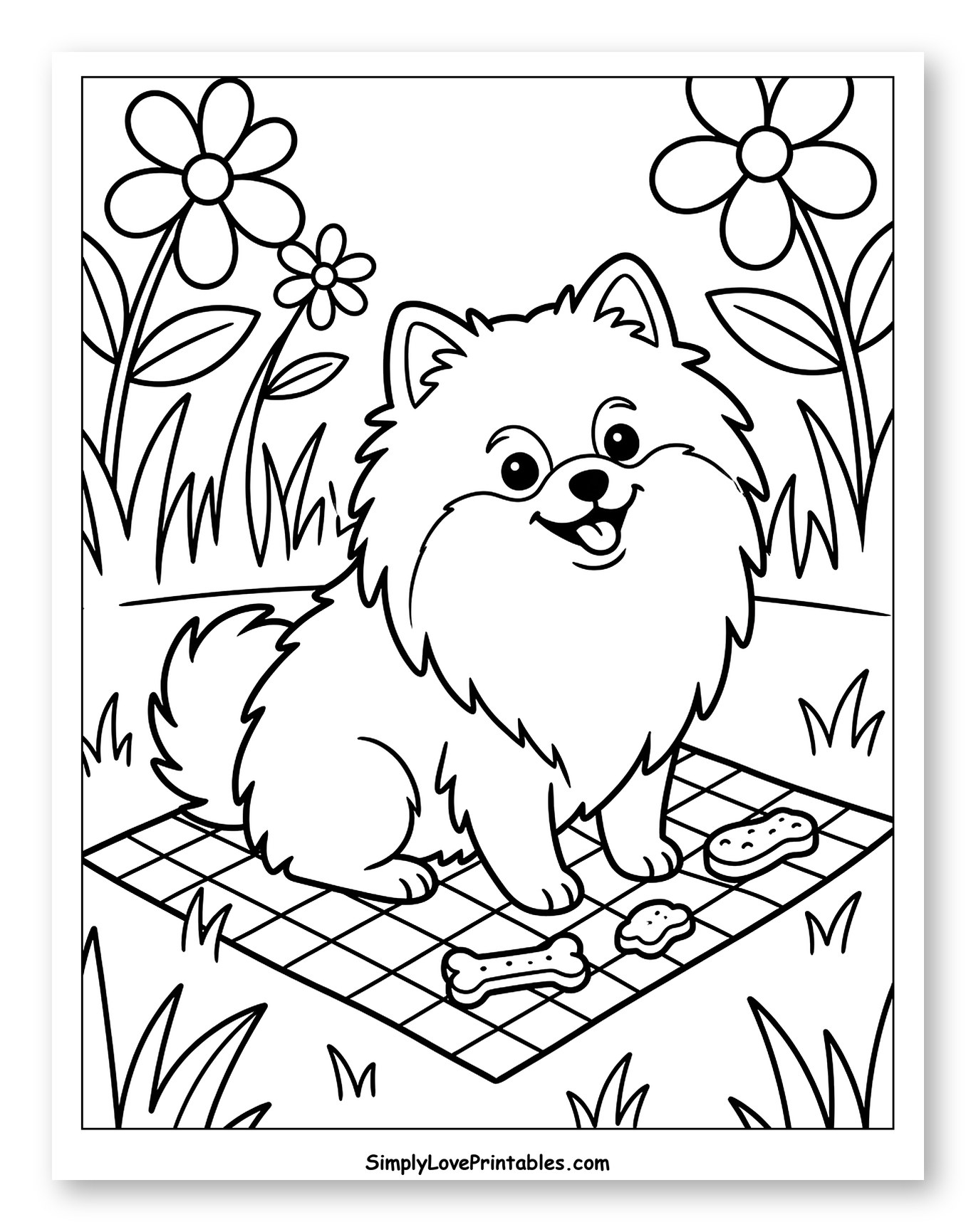 Happy Pomeranian Dog with Treats in Garden