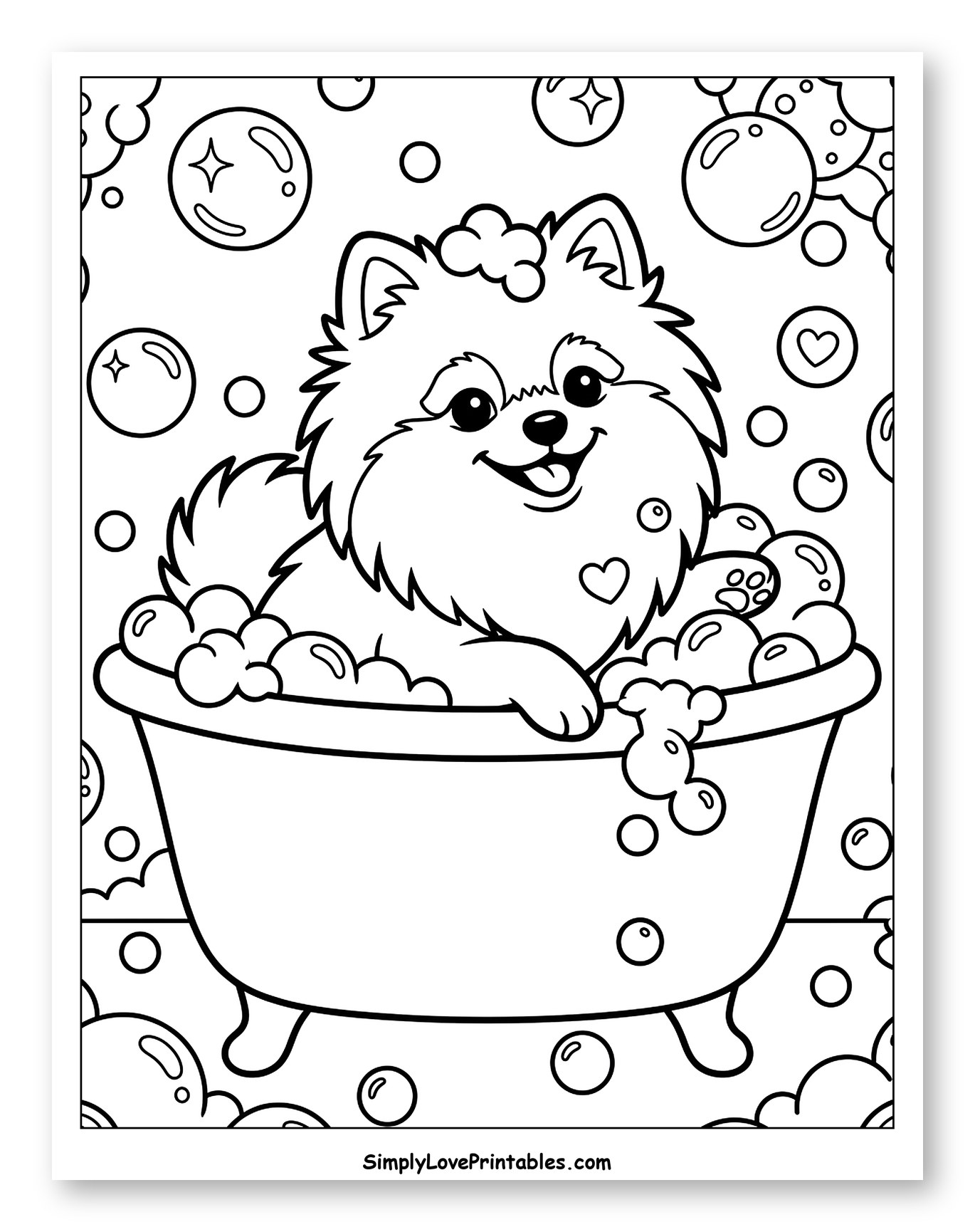 Happy Pomeranian Taking a Foamy Bath