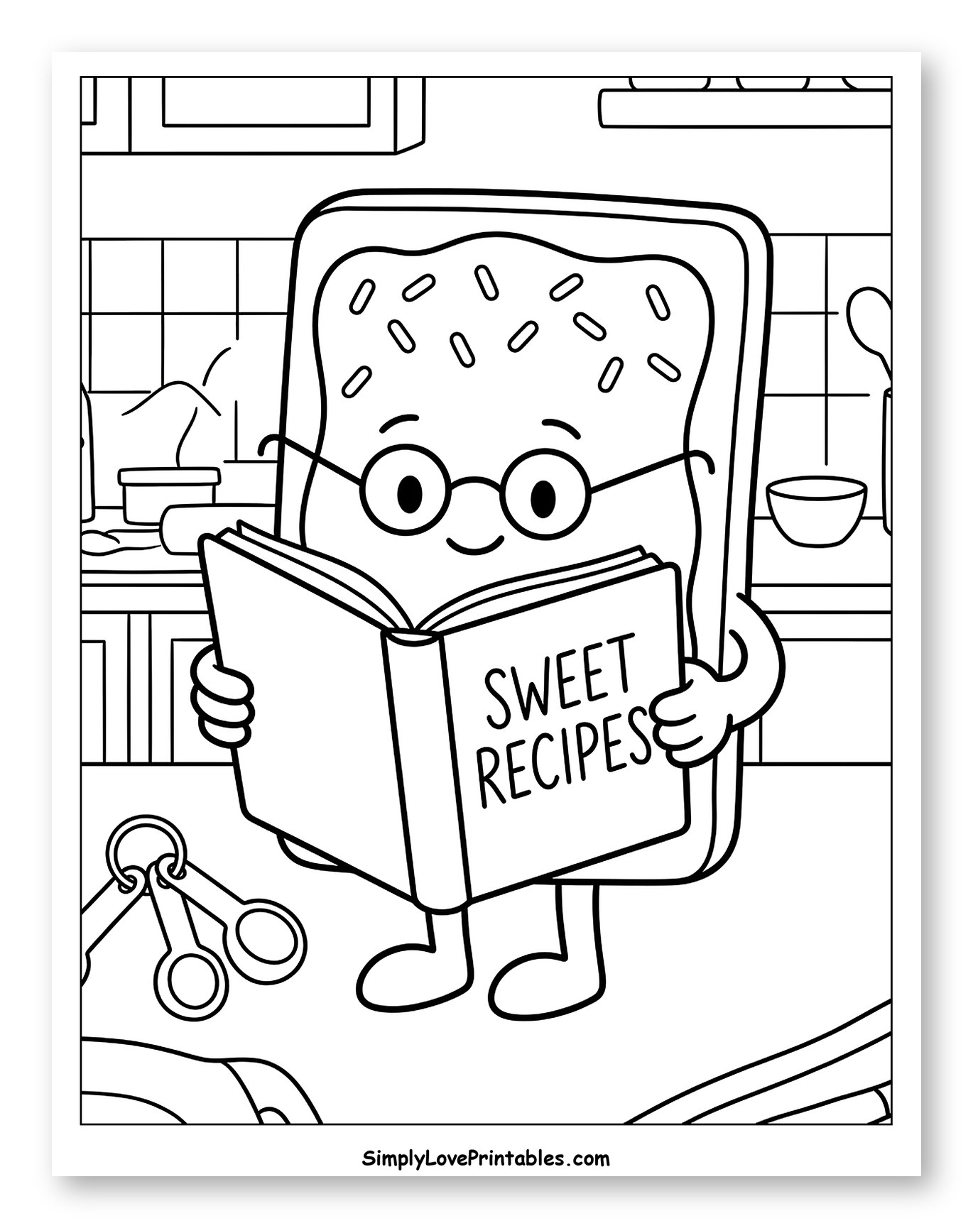 Happy Pop Tart Reading a Sweet Recipe Book