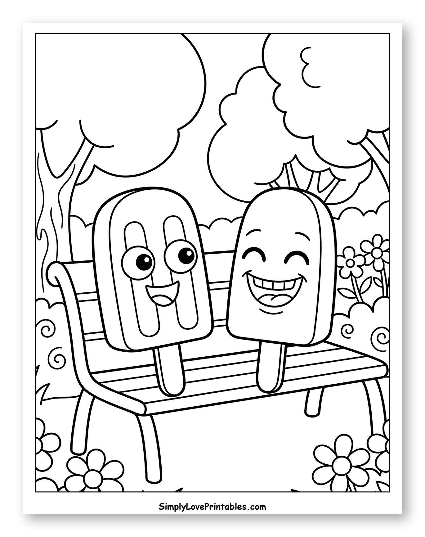 Happy Popsicles on a Park Bench