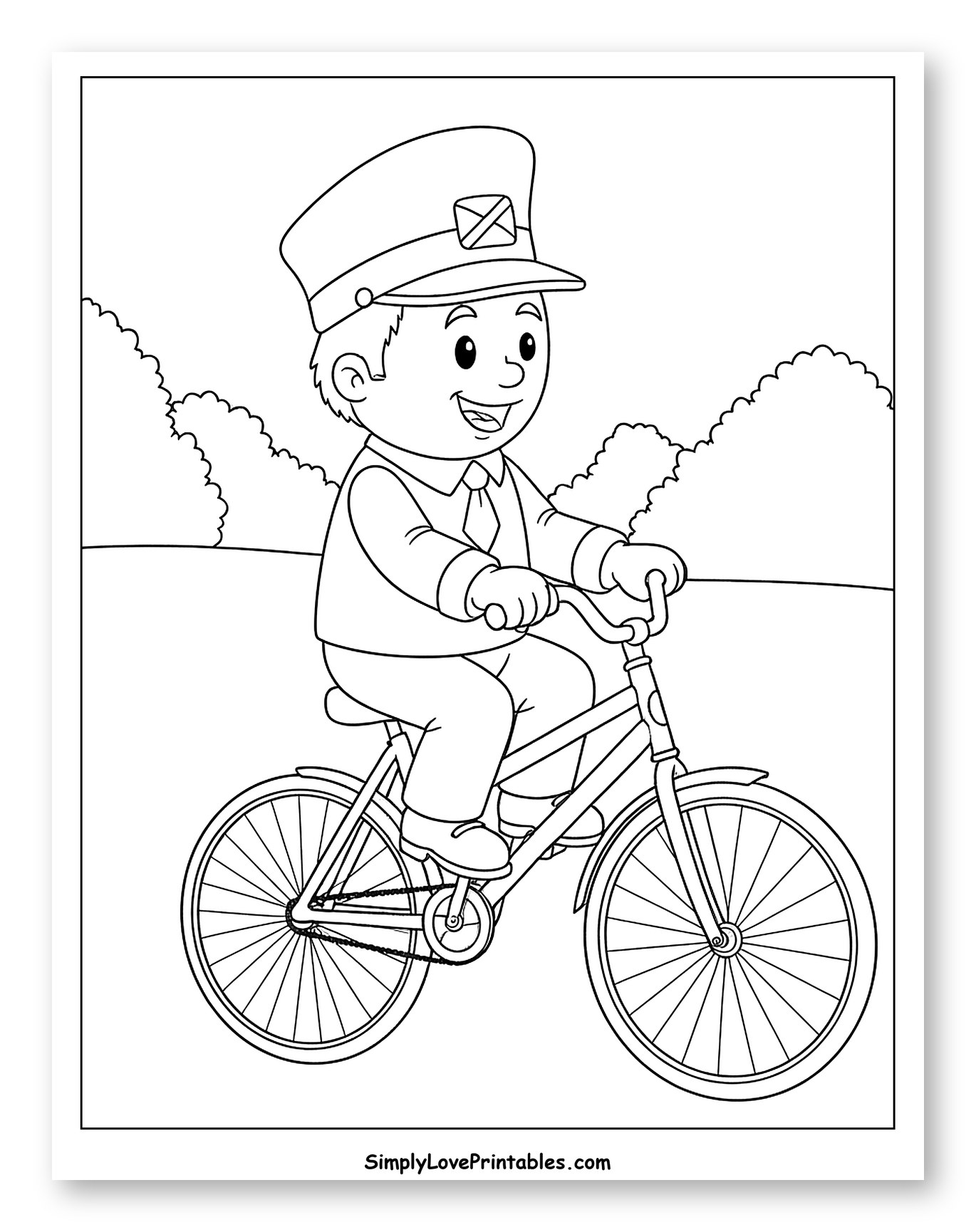Happy Postman Delivering Mail on Bike