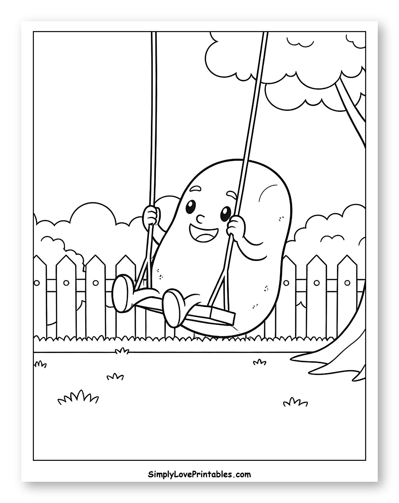 Happy Potato Swinging on a Tree Swing