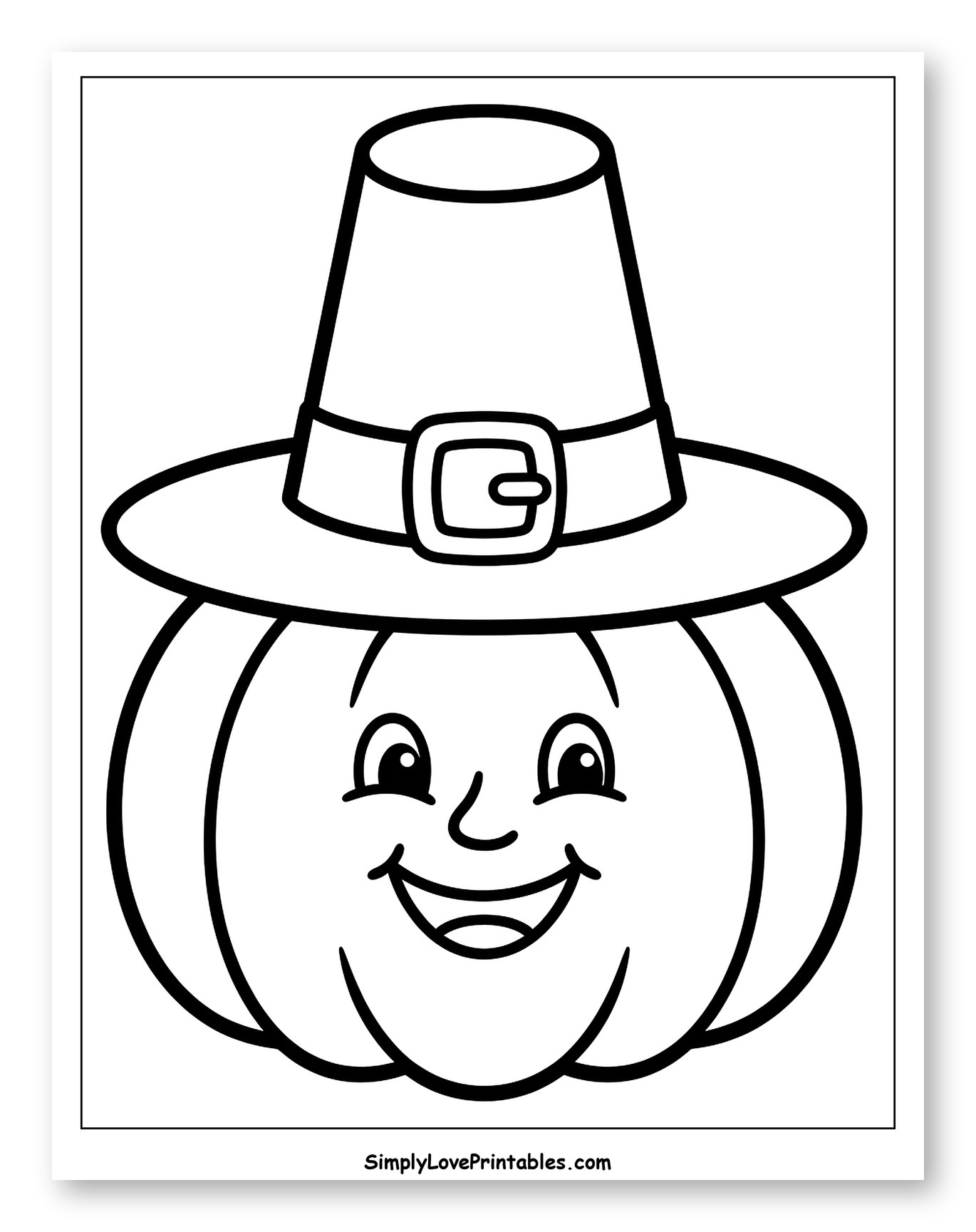 Happy Pumpkin Wearing Pilgrim Hat