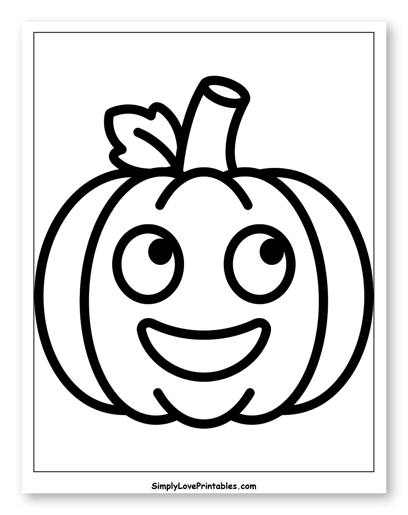 Happy Pumpkin with Leaf and Stem