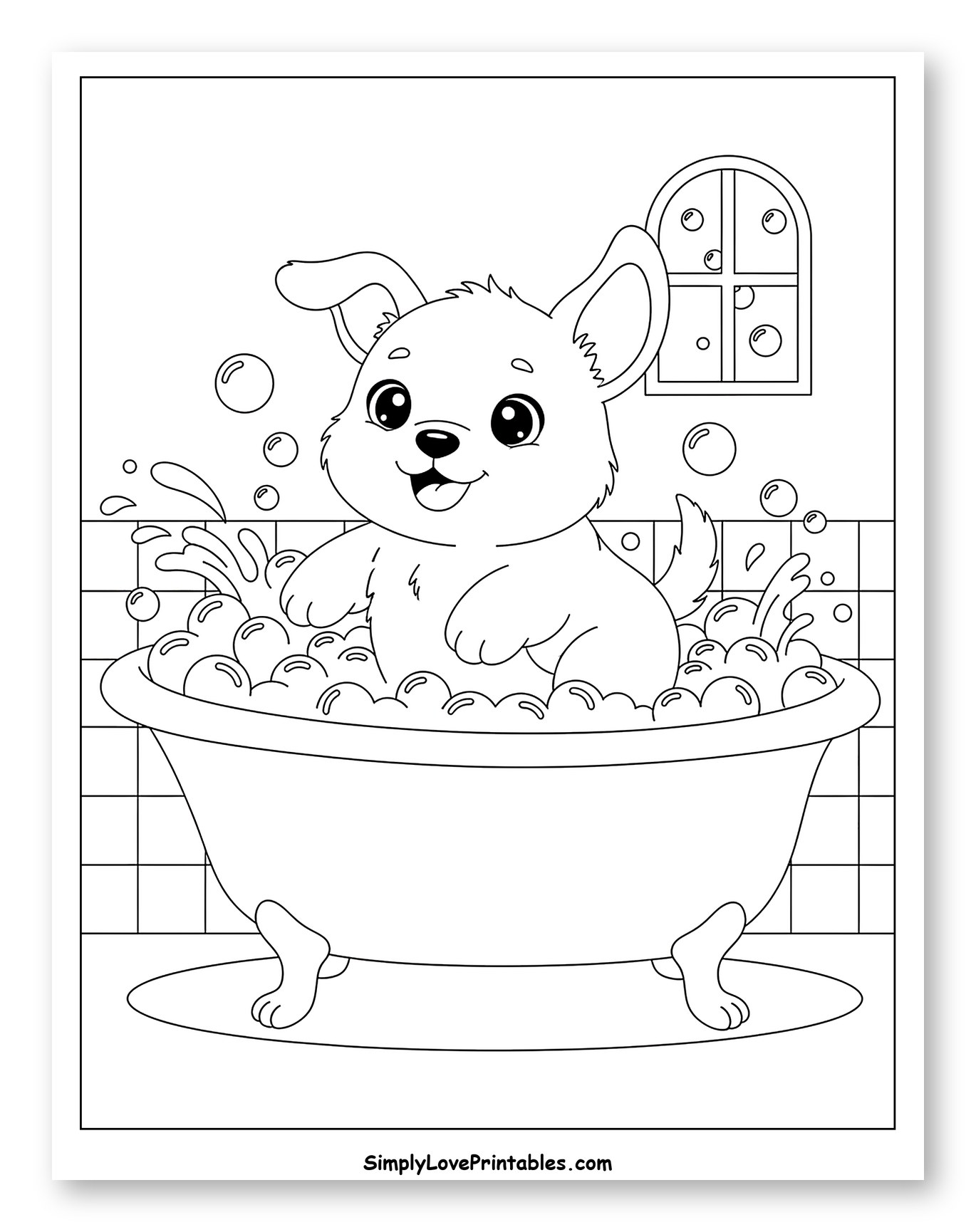 Happy Puppy in a Bubble Bath