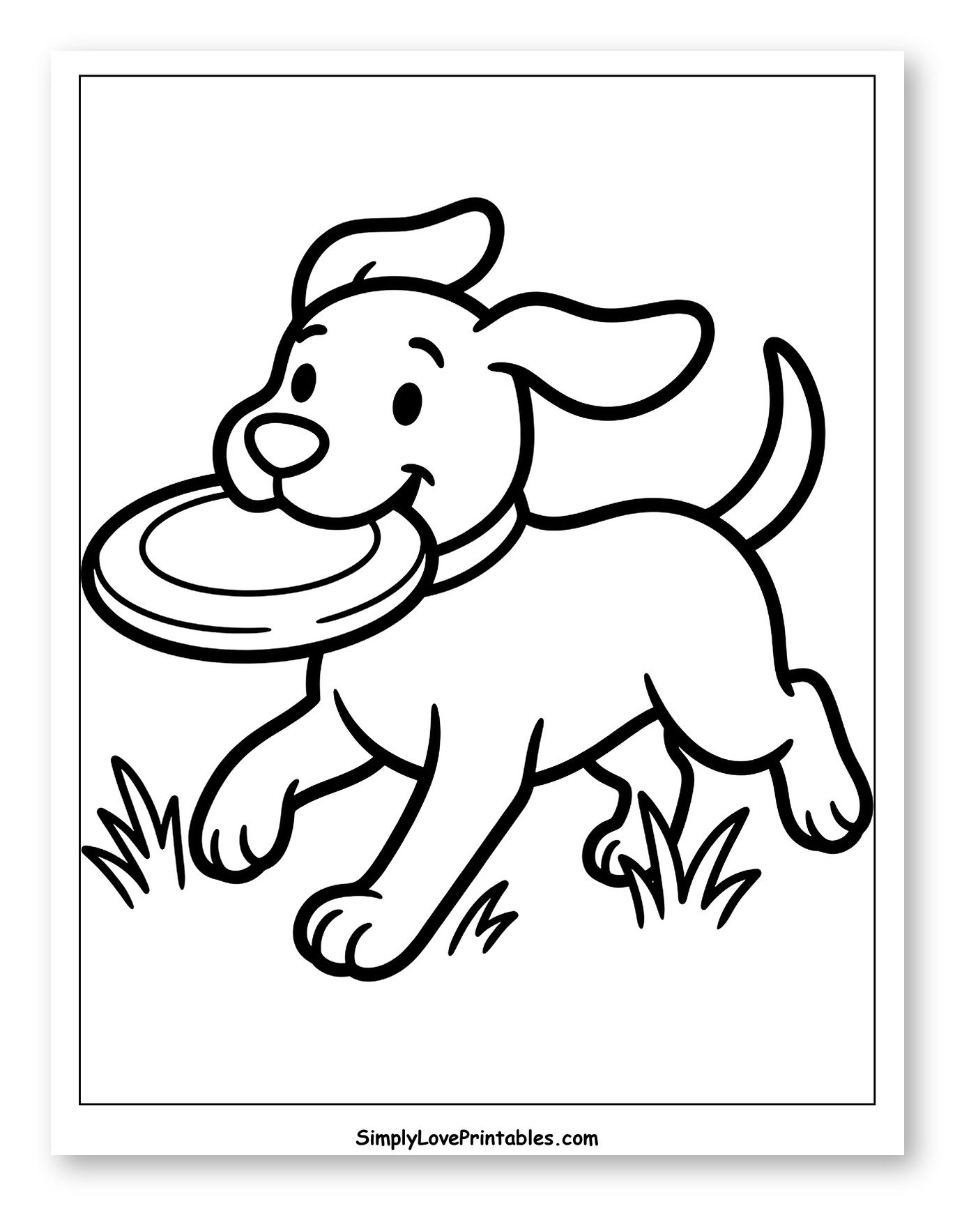 Happy Puppy Running with Frisbee
