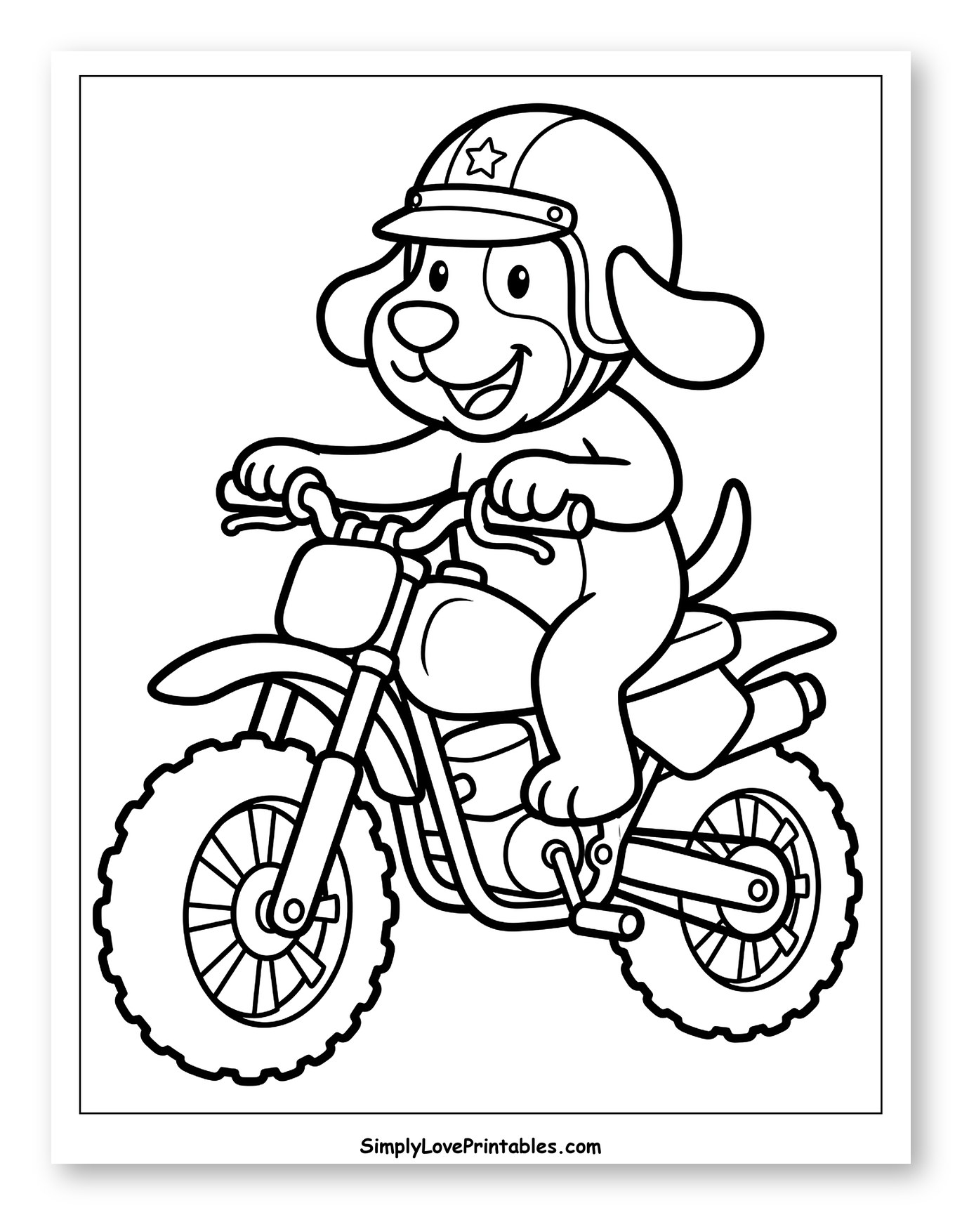 Happy Puppy Wearing Helmet on Dirt Bike