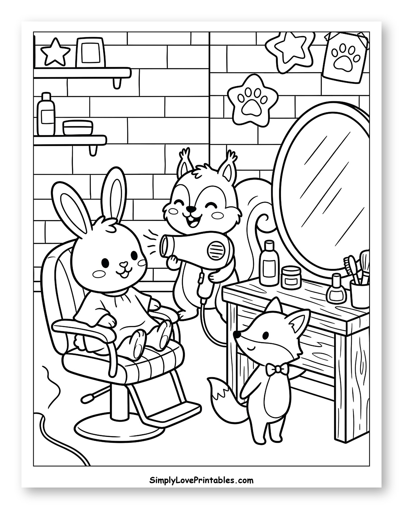 Happy Rabbit Getting Hair Dried by Squirrel