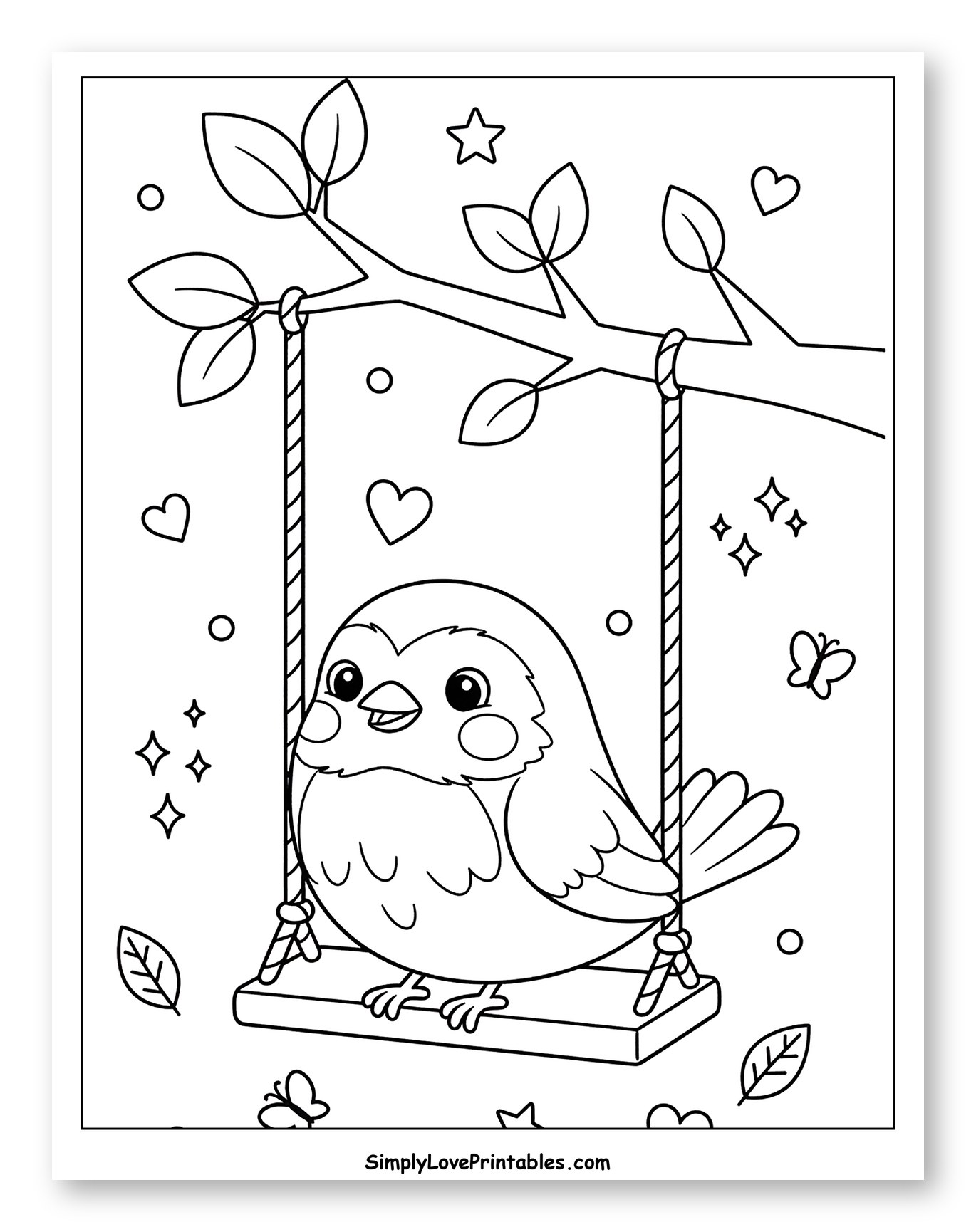 Happy Robin on a Tree Swing