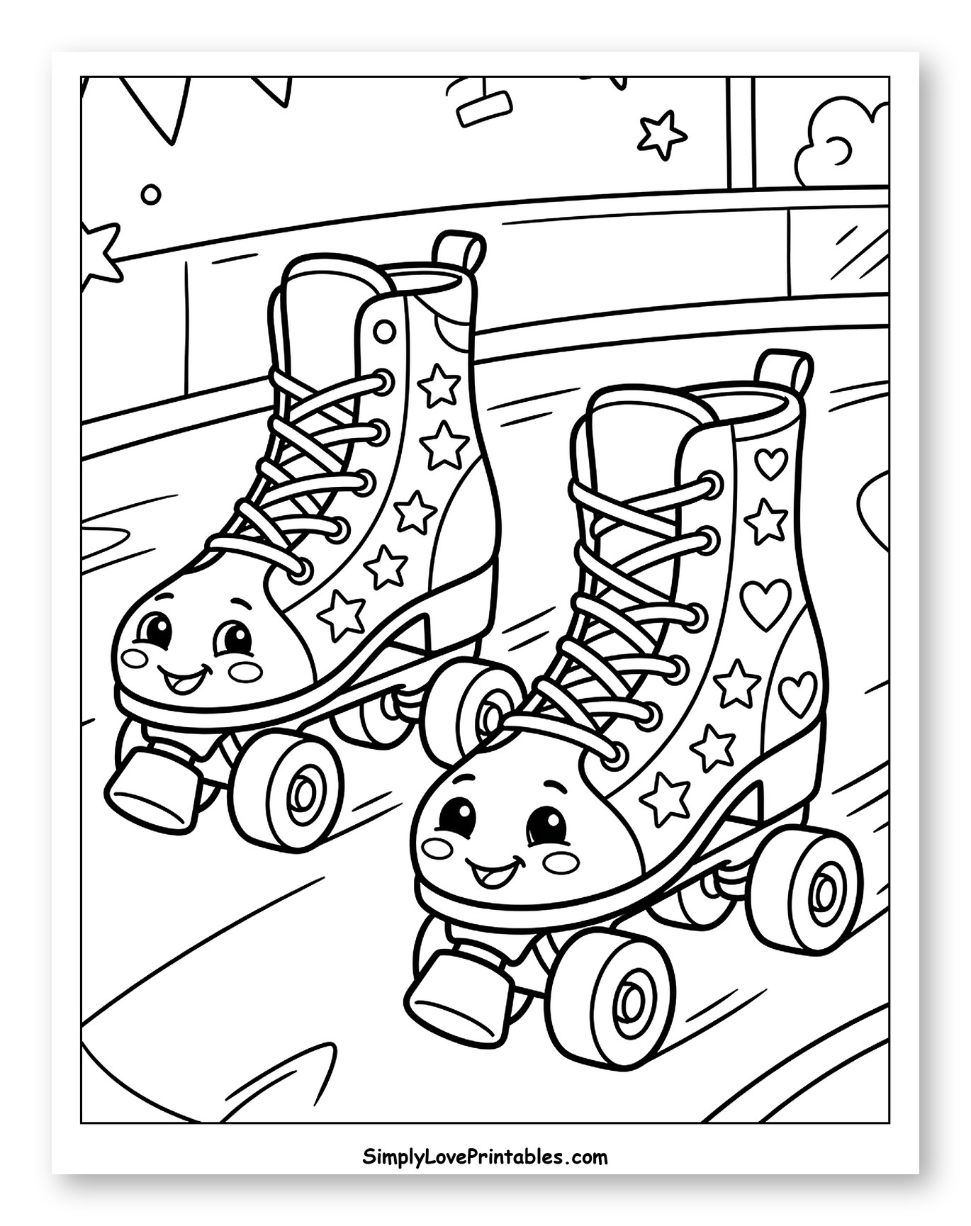 Happy Roller Skates on a Rink