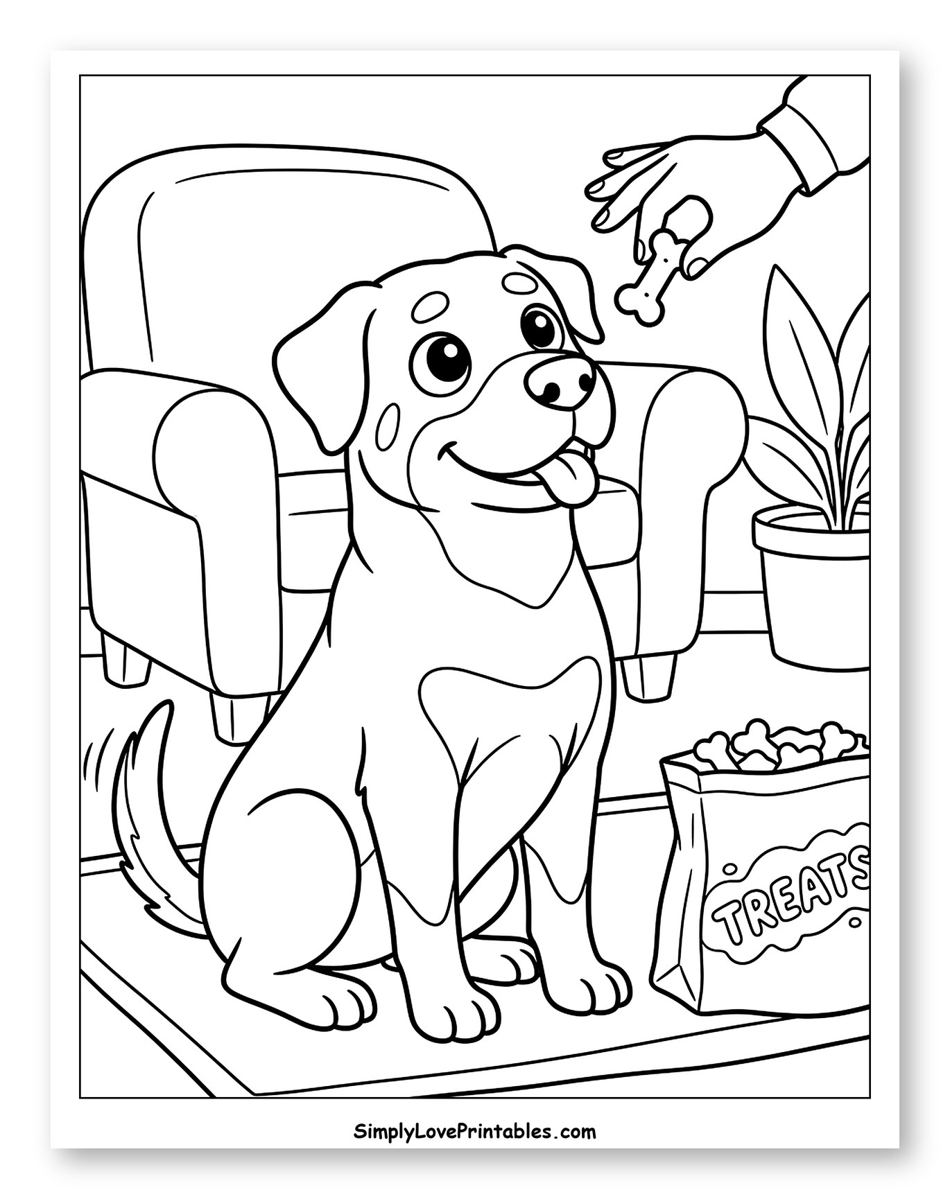 Happy Rottweiler Getting a Bone-Shaped Treat