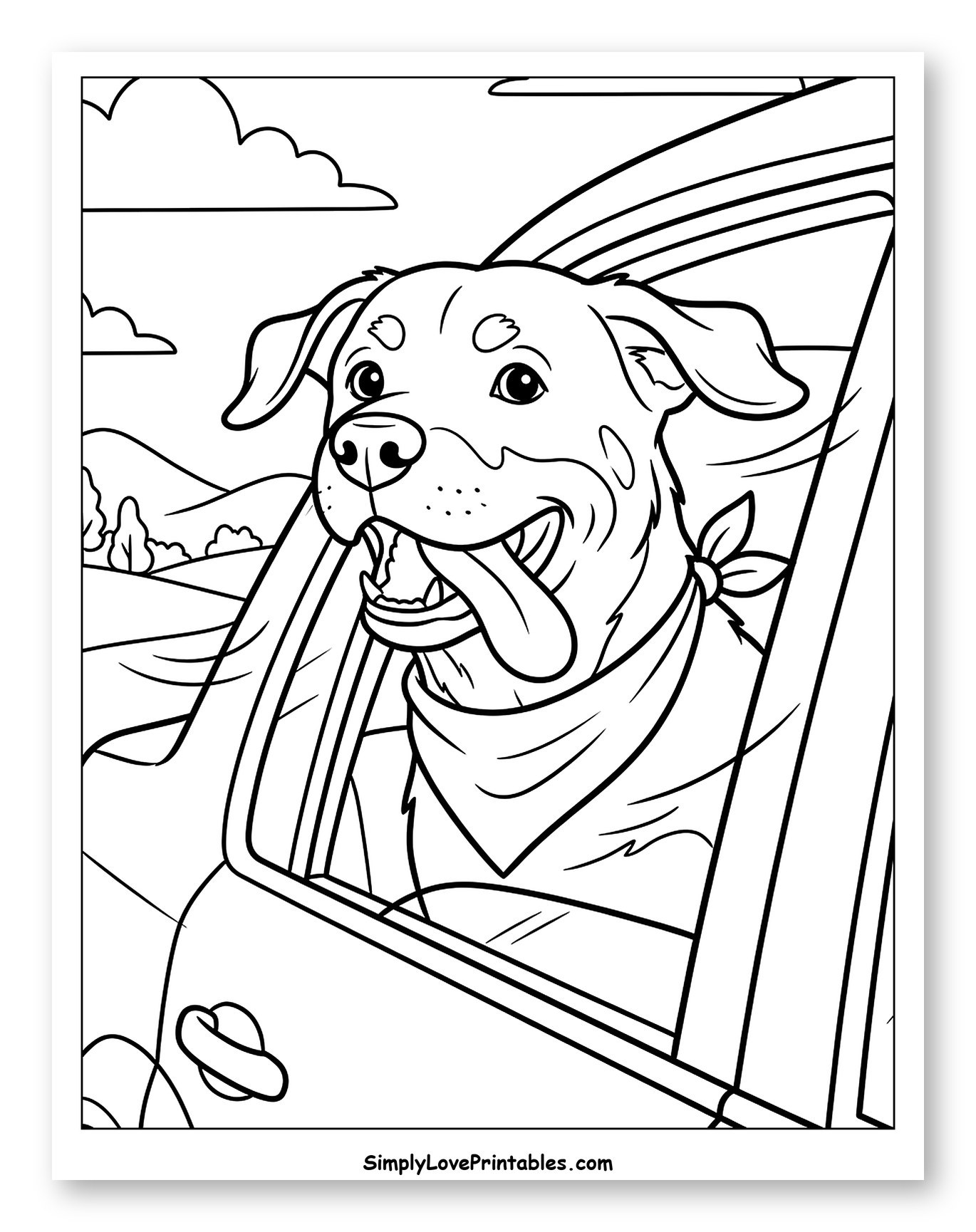 Happy Rottweiler Riding in a Car