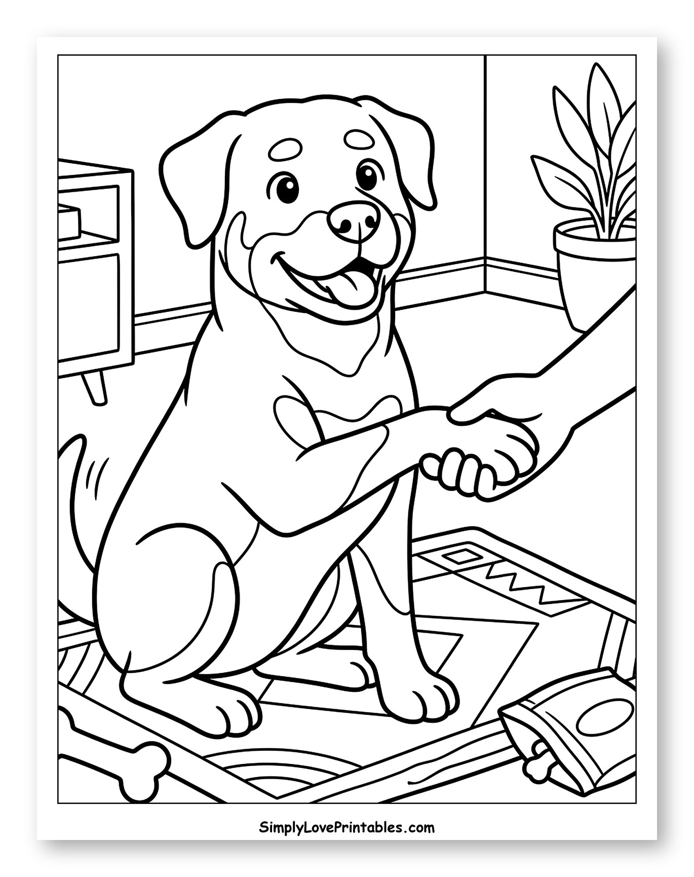 Happy Rottweiler Shaking Hands with a Person
