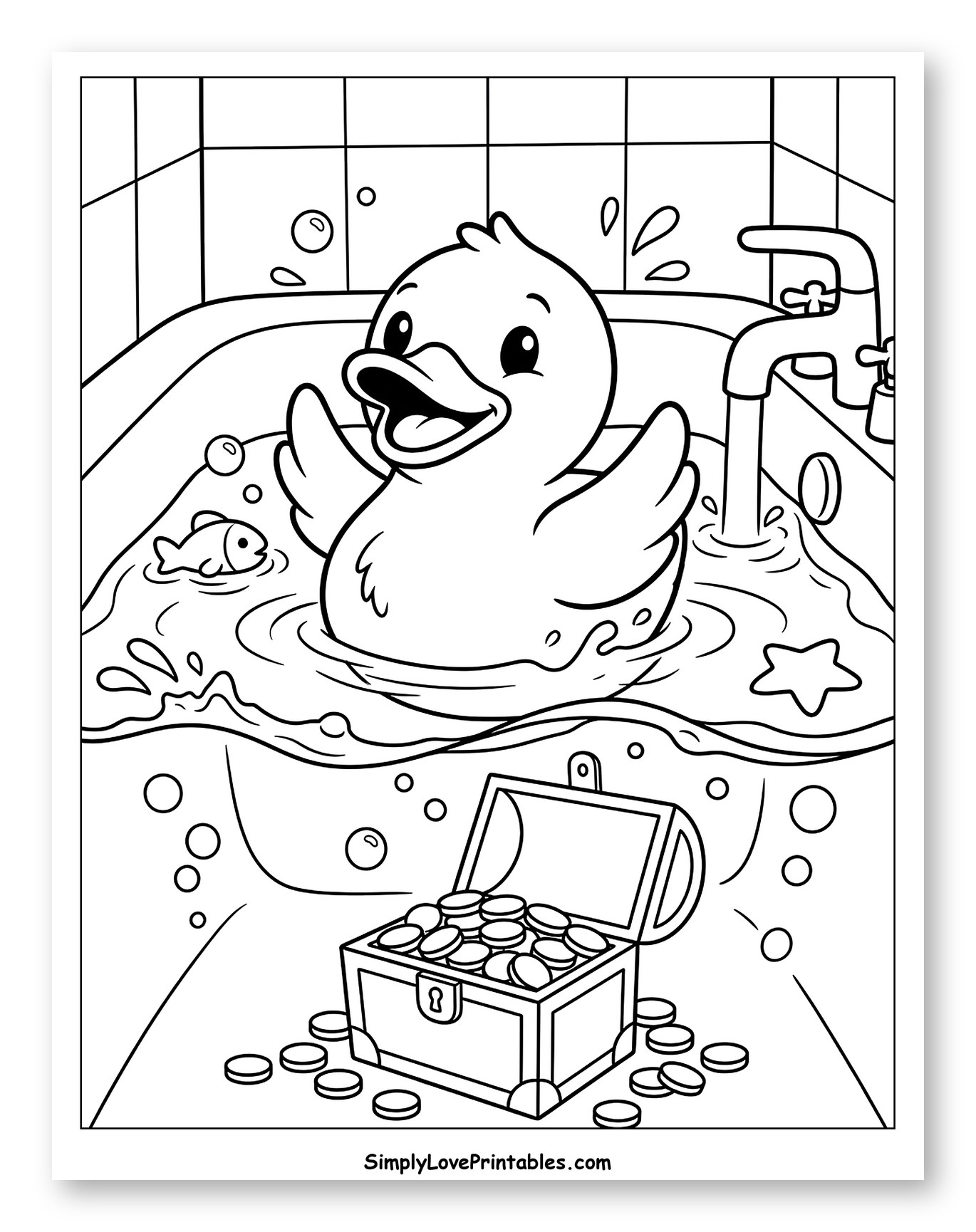 Happy Rubber Duck Bathtime with Treasure Chest
