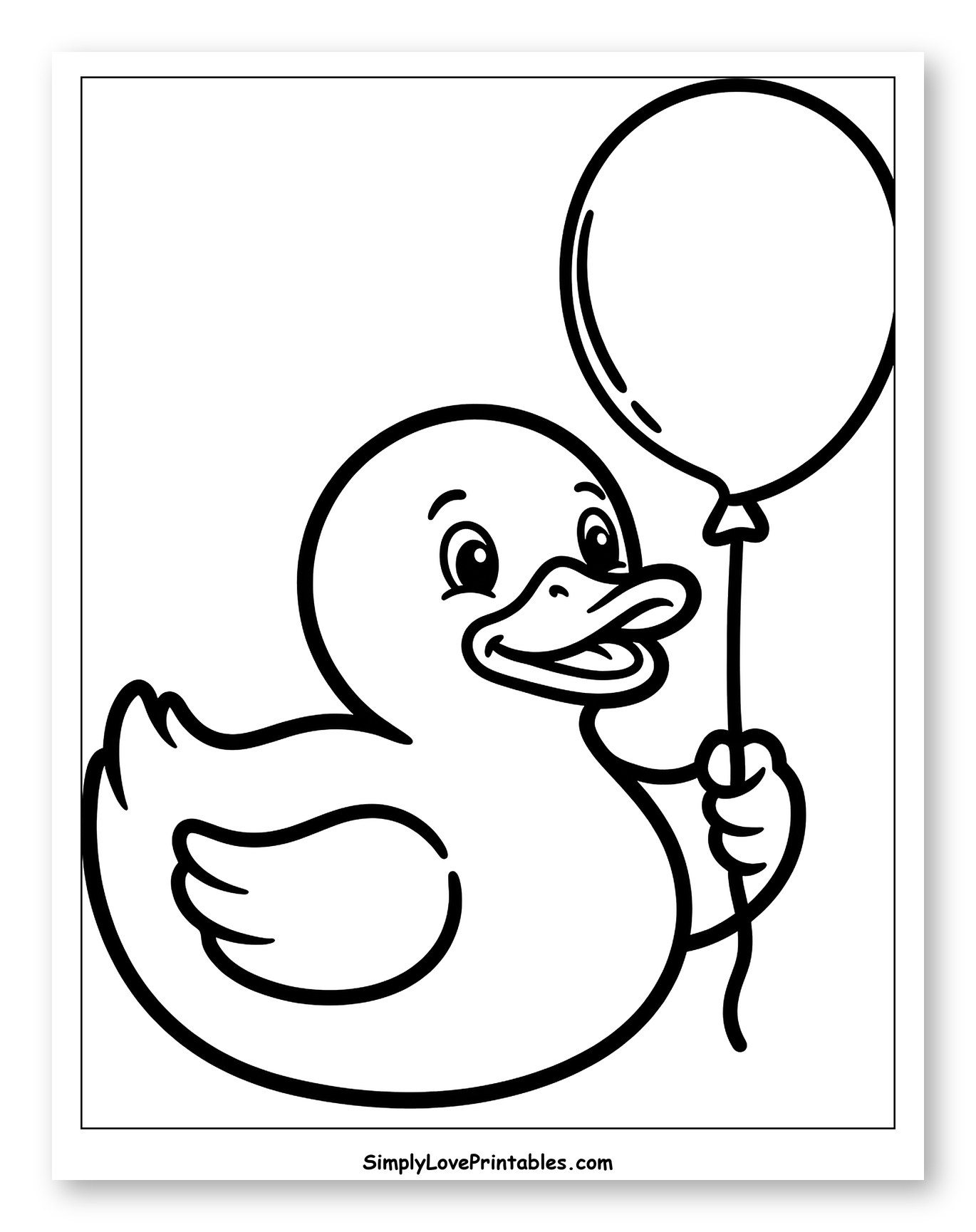 Happy Rubber Duck Holding a Balloon