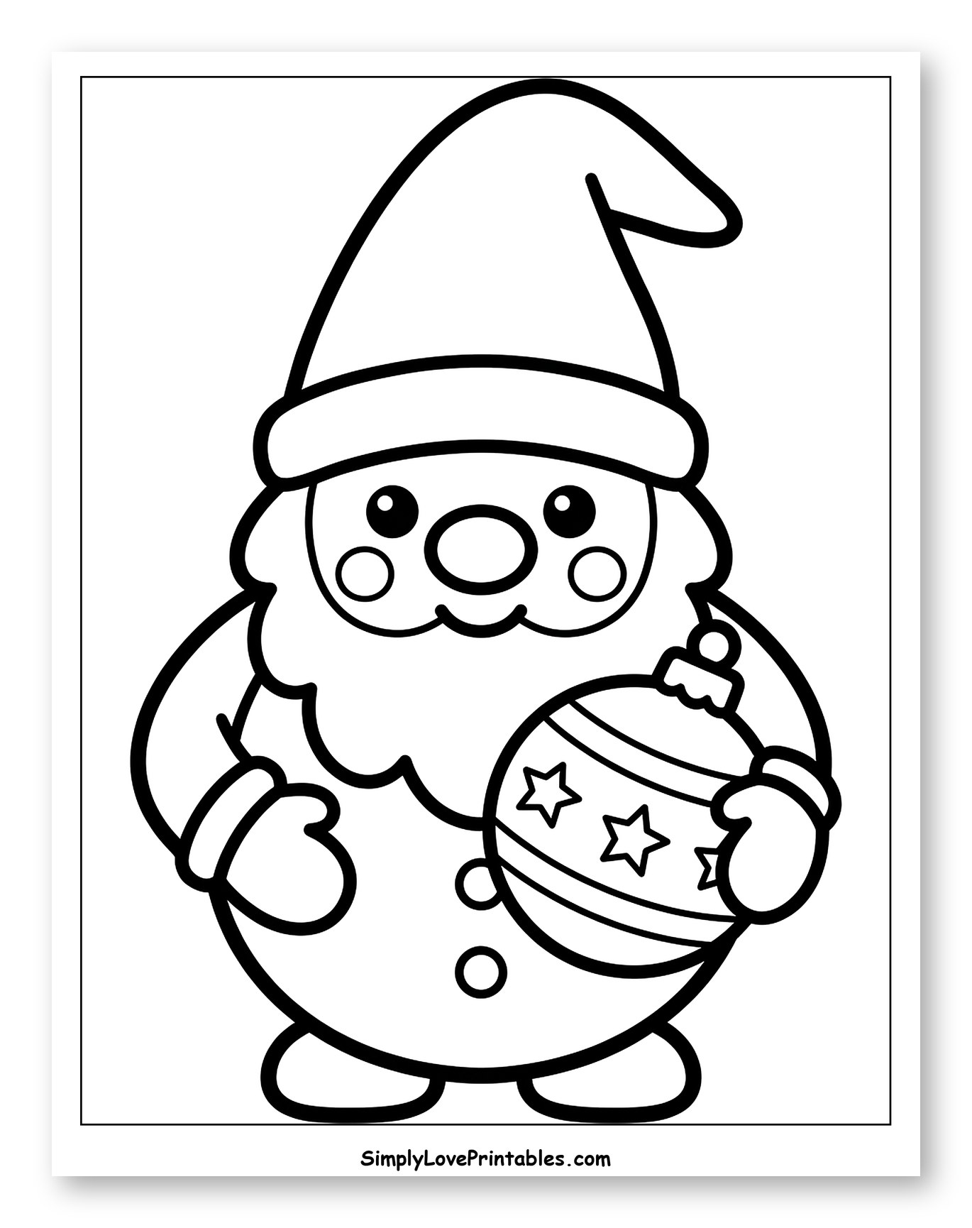 Happy Santa Gnome Holding a Starry Ornament