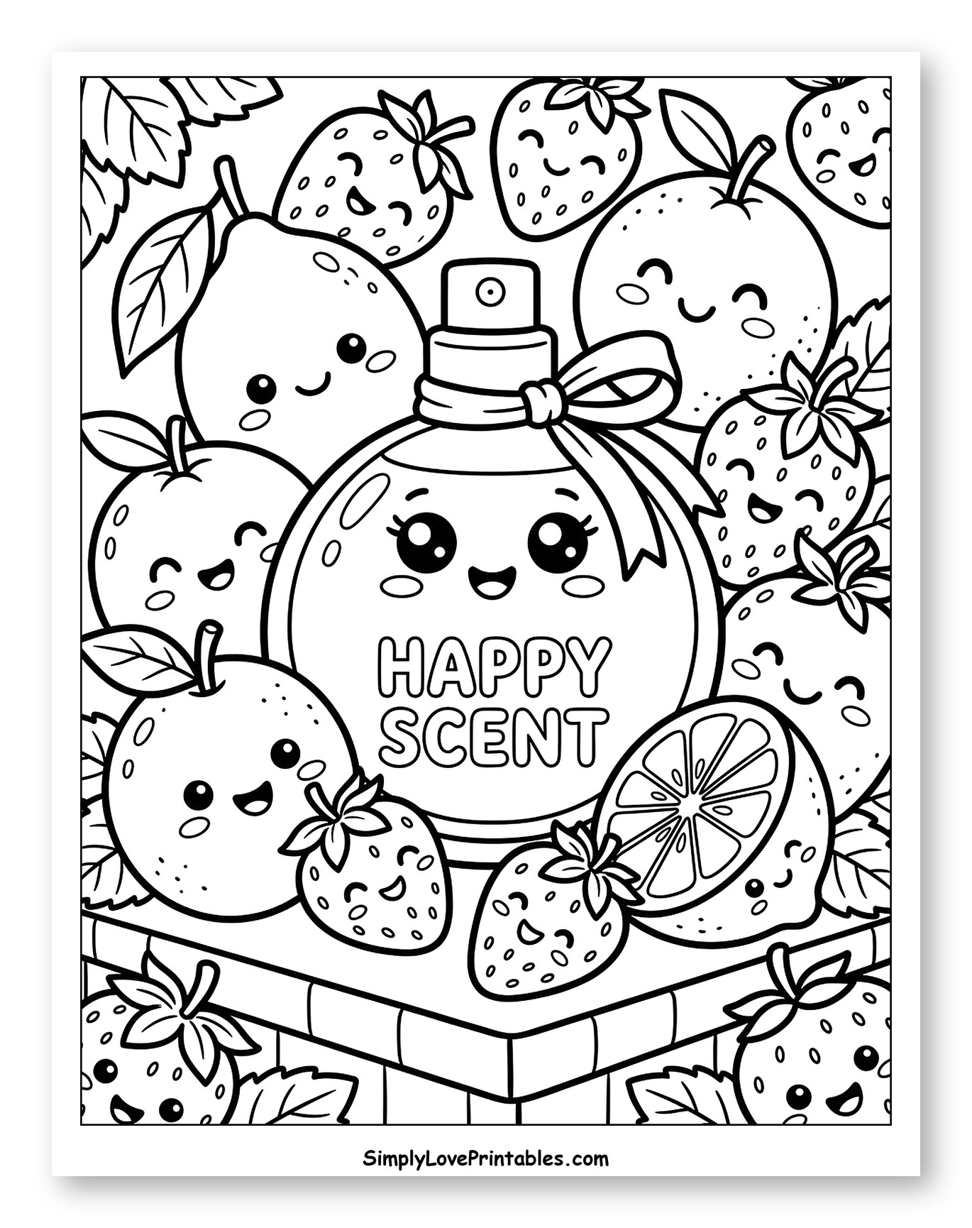 Happy Scent Bottle with Smiling Fruit Friends