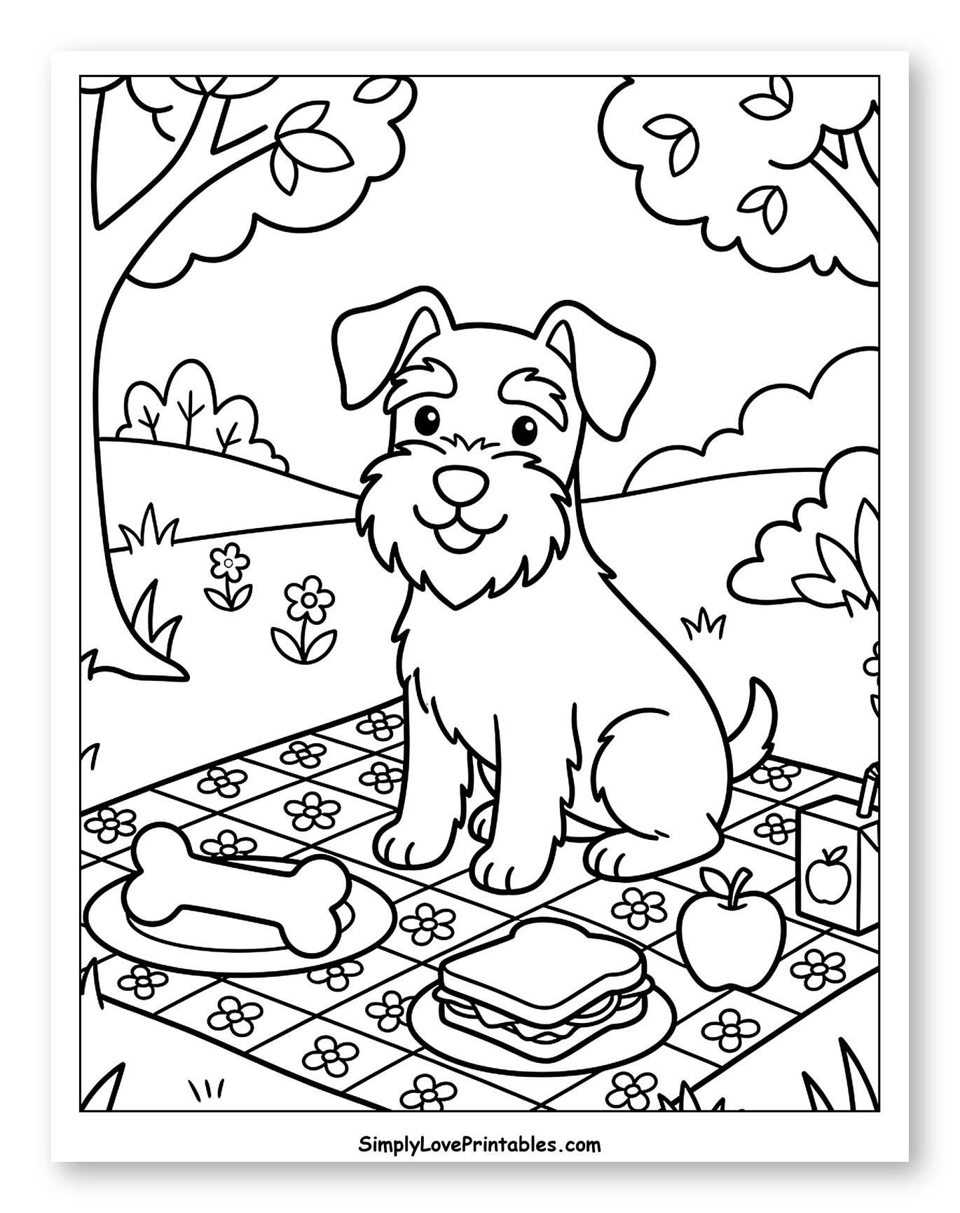 Happy Schnauzer Enjoying a Picnic Outdoors