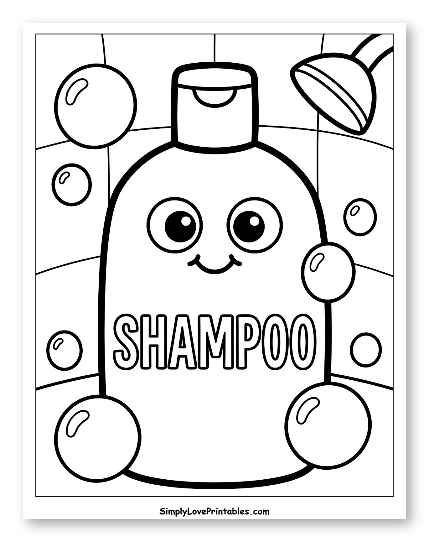 Happy Shampoo Bottle with Shower and Bubbles