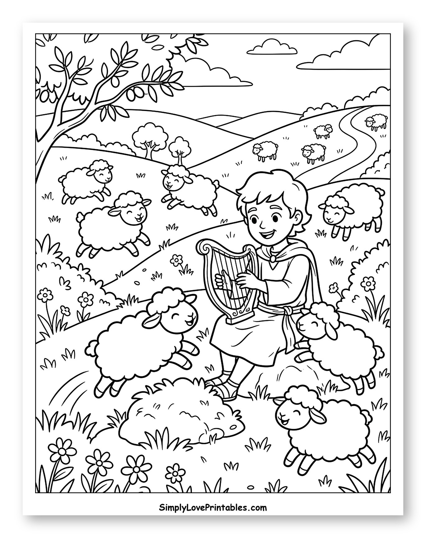 Happy Sheep Playing Near David