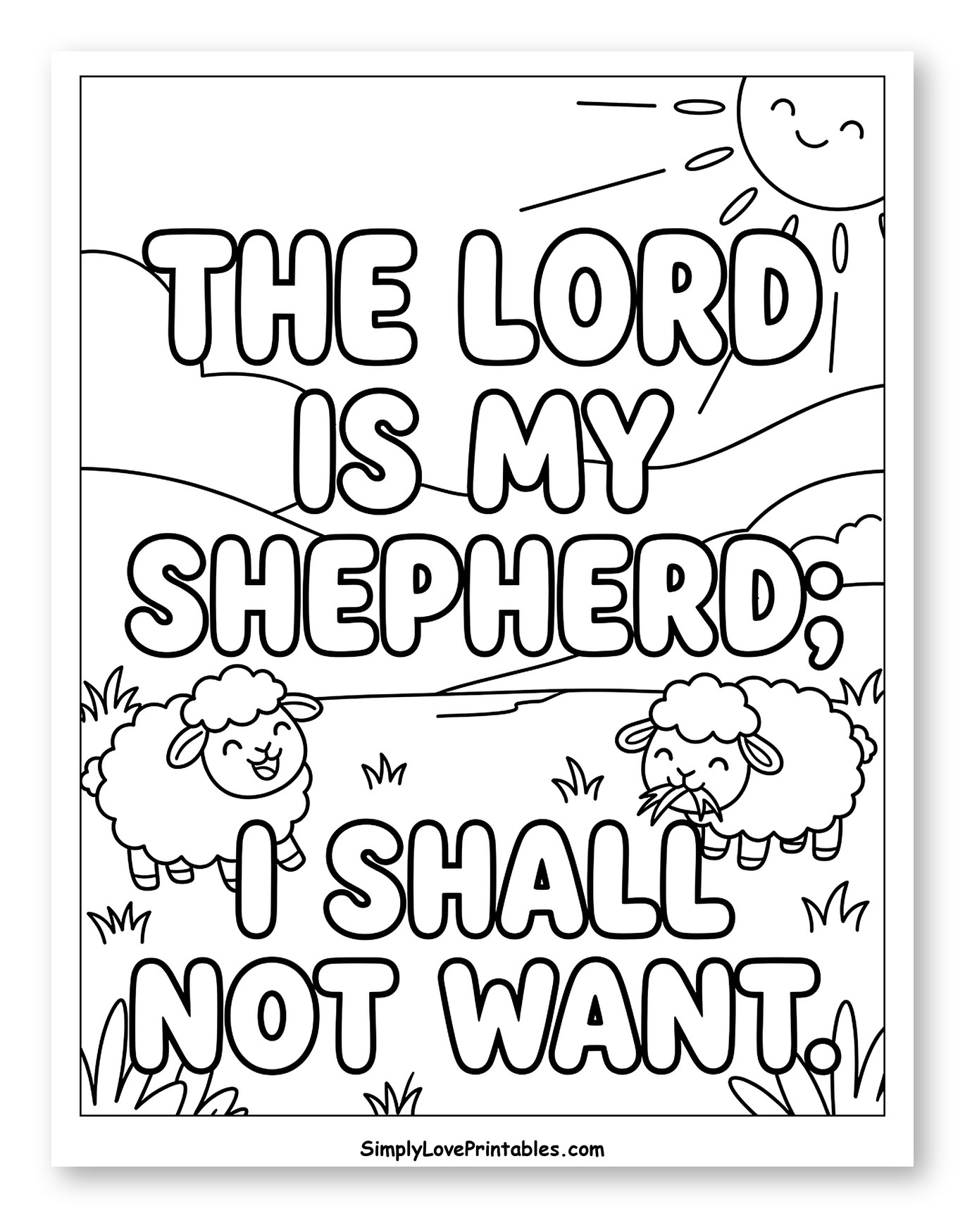 Happy Sheep with Psalm 23 Scripture