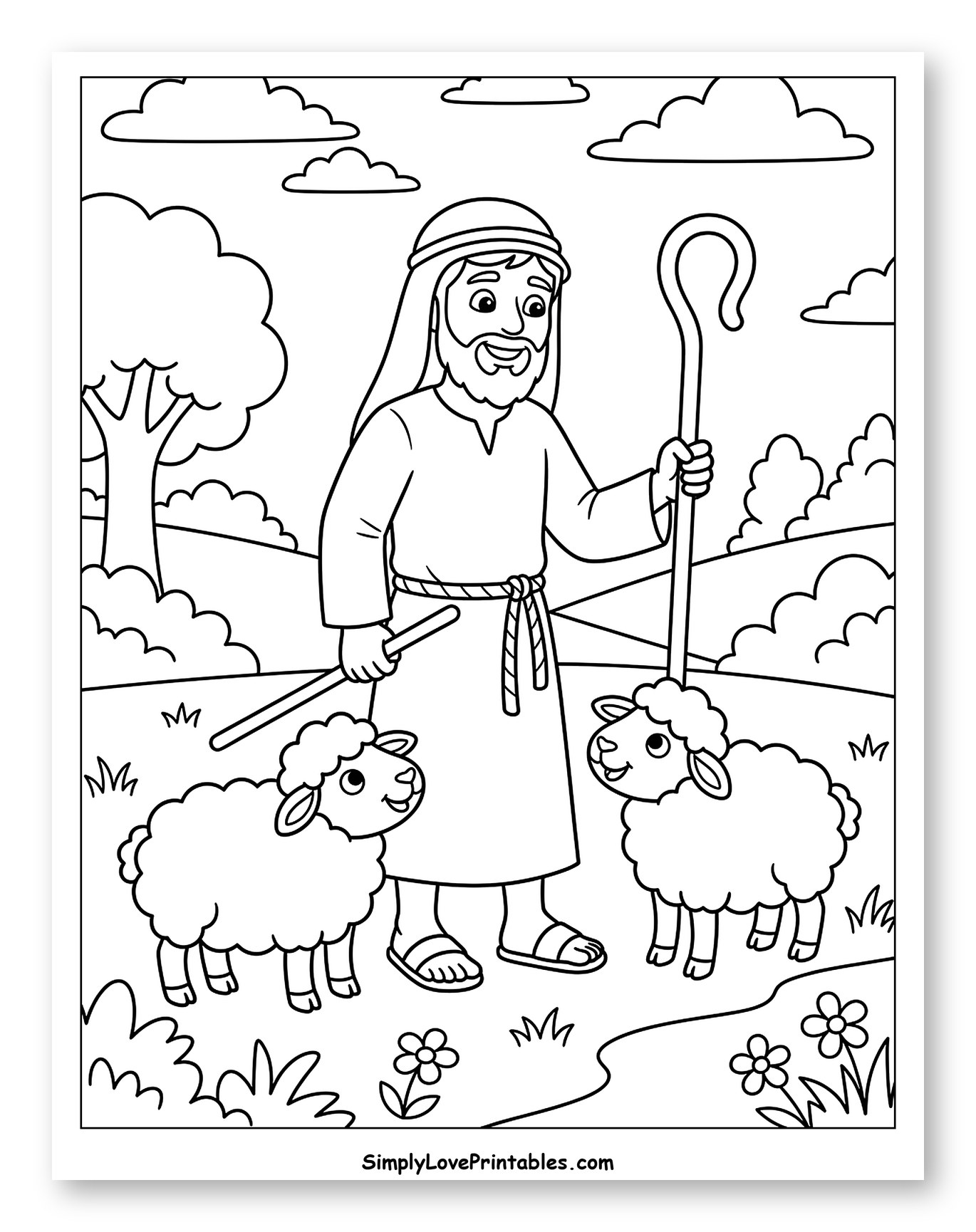 Happy Shepherd and His Sheep