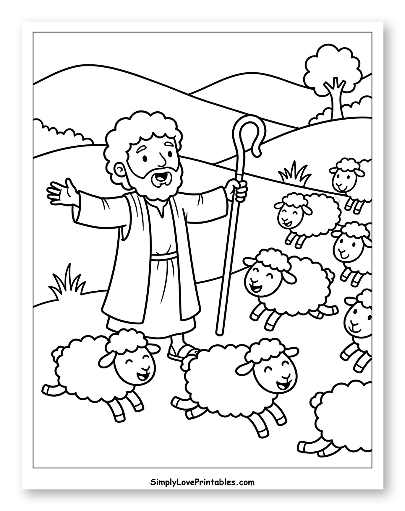 Happy Shepherd with His Sheep