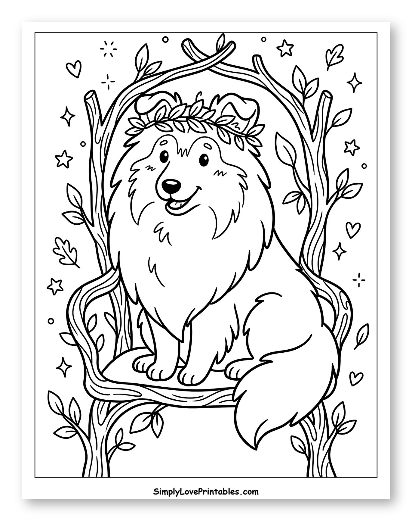 Happy Shetland Sheepdog in Woodland Scene