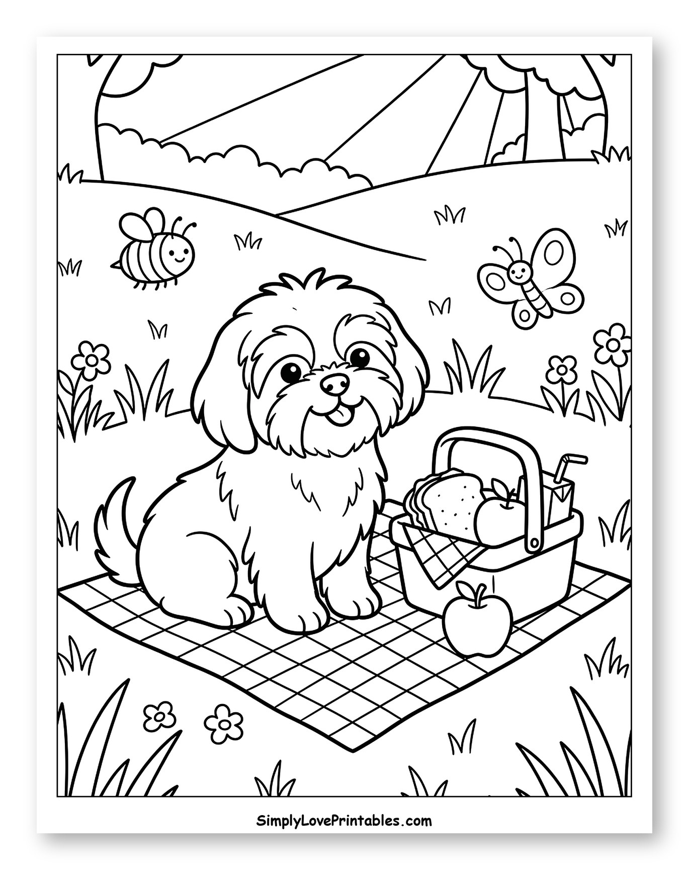 Happy Shih Tzu Dog Having a Picnic