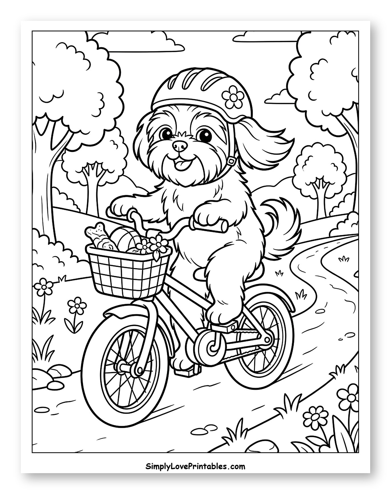Happy Shih Tzu Puppy Cycling Outdoors