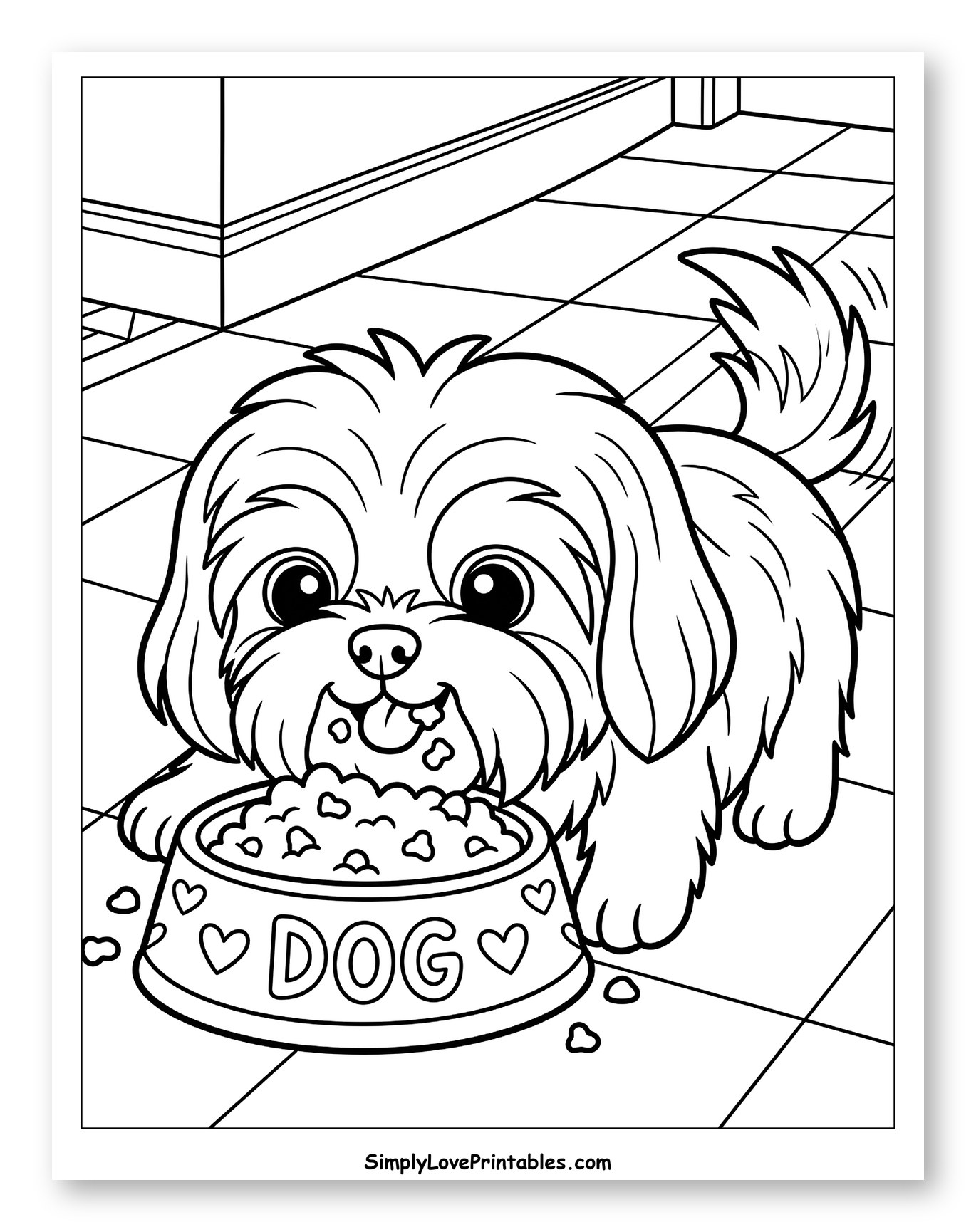 Happy Shih Tzu Puppy Eating Kibble