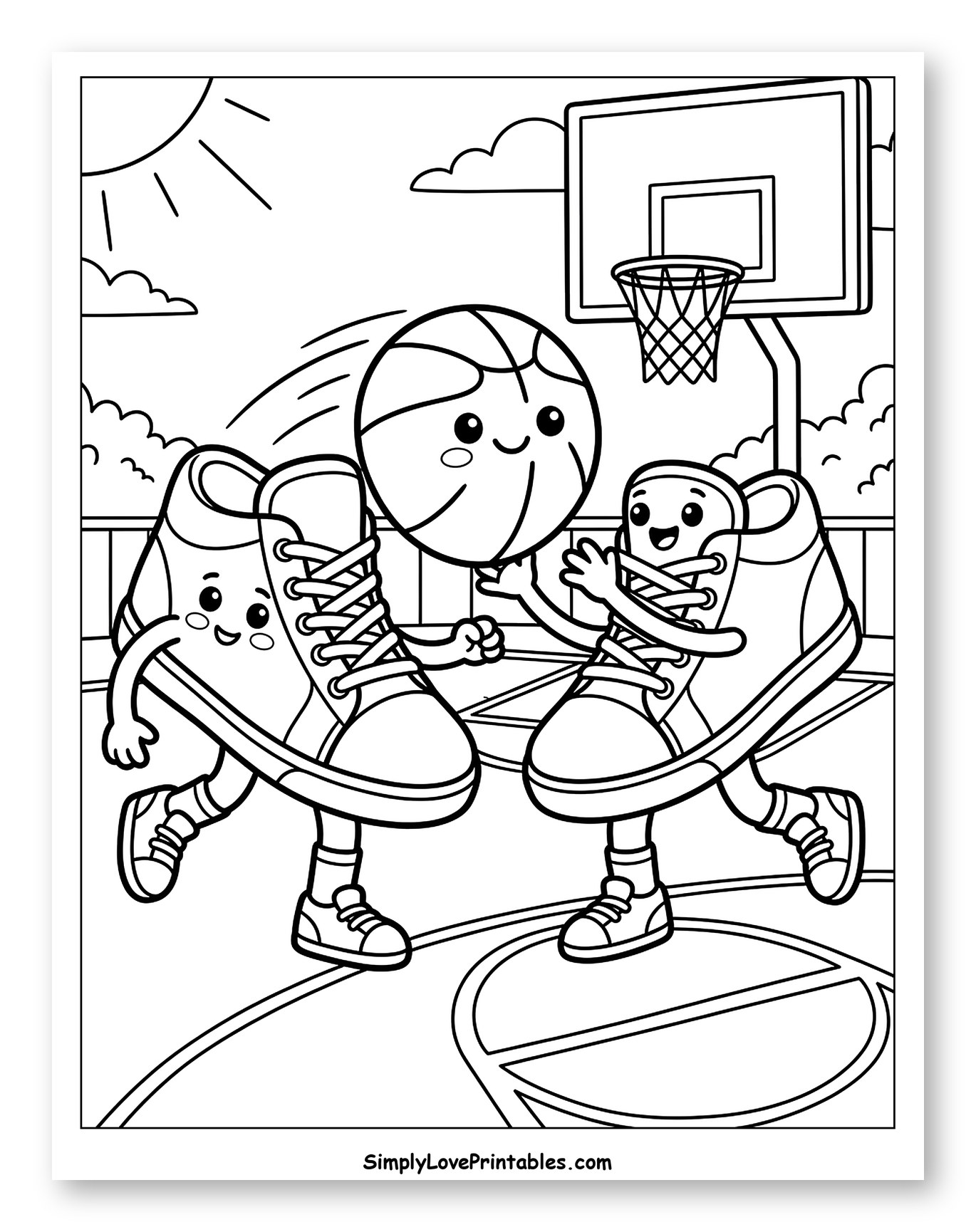 Happy Shoes Playing Basketball Outdoors