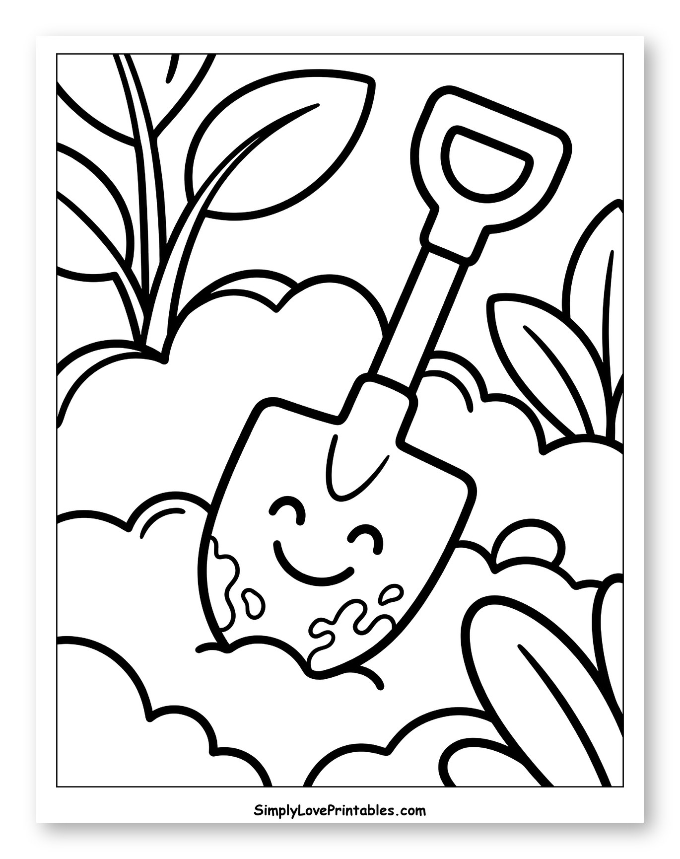 Happy Shovel Digging in a Garden