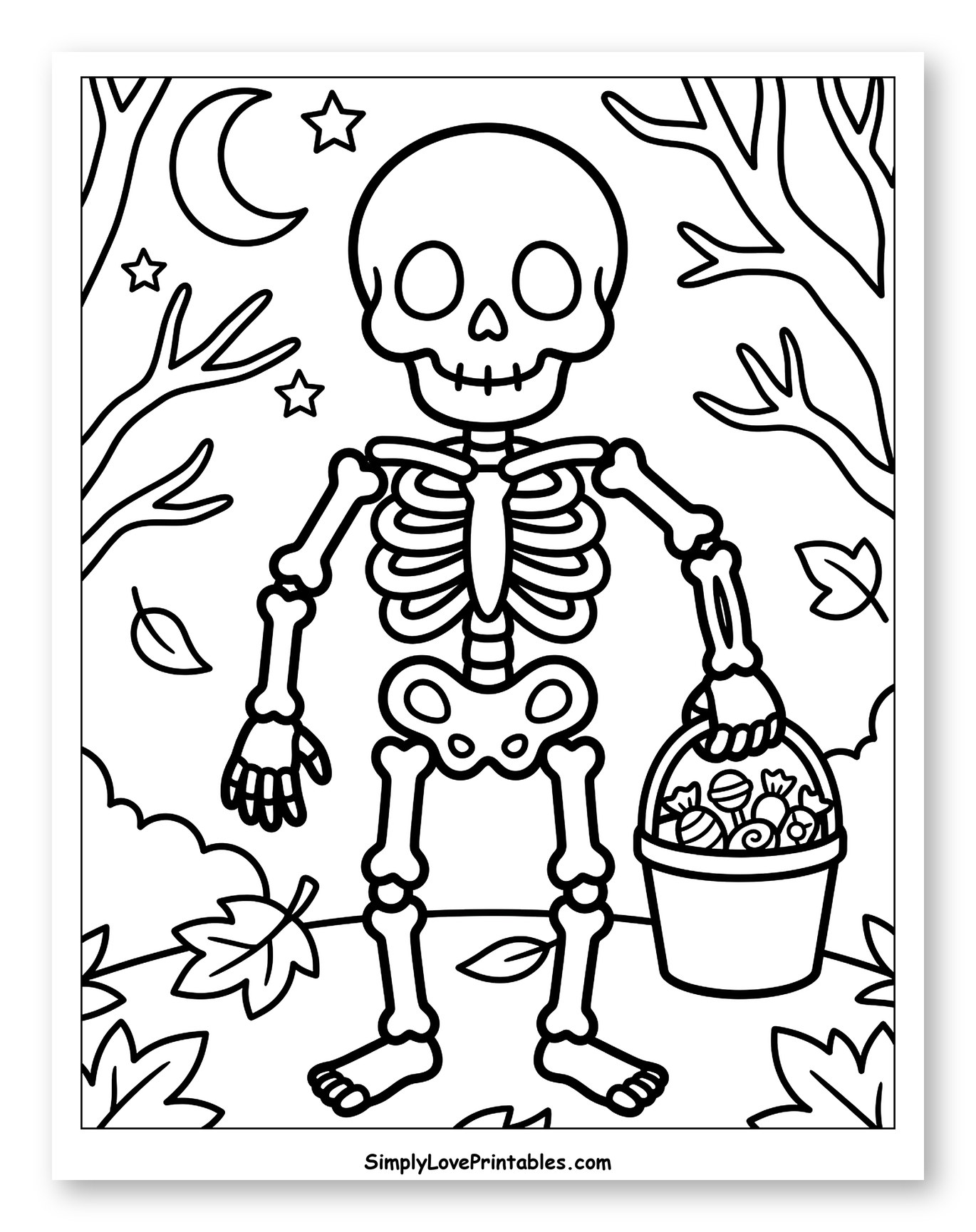 Happy Skeleton Trick-or-Treating with Candy