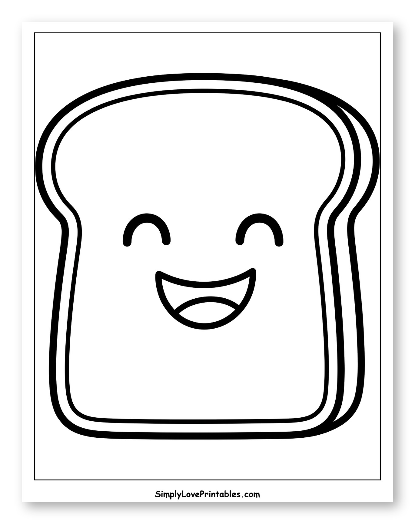 Happy Slice of Bread Coloring Sheet for Toddlers