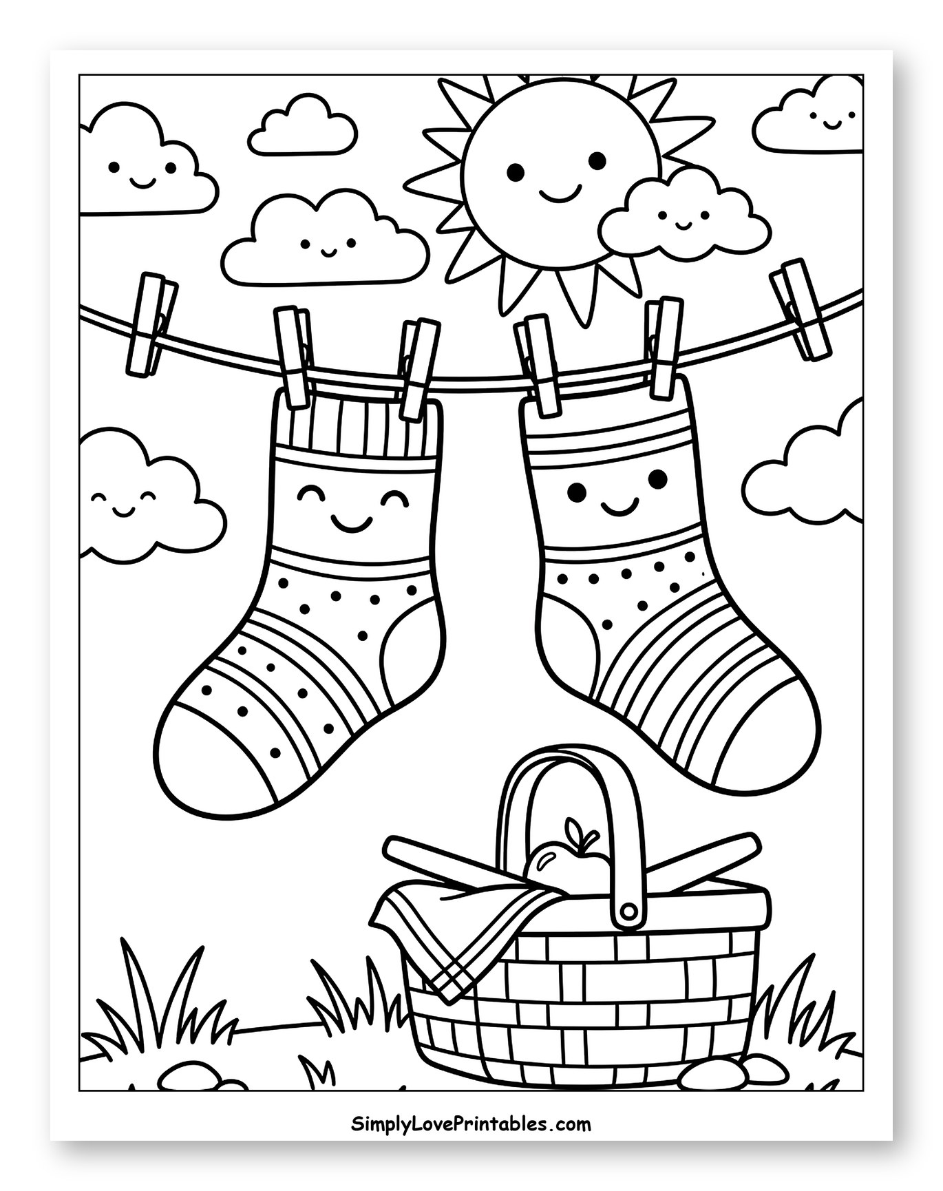 Happy Socks Drying Under Sunny Clouds