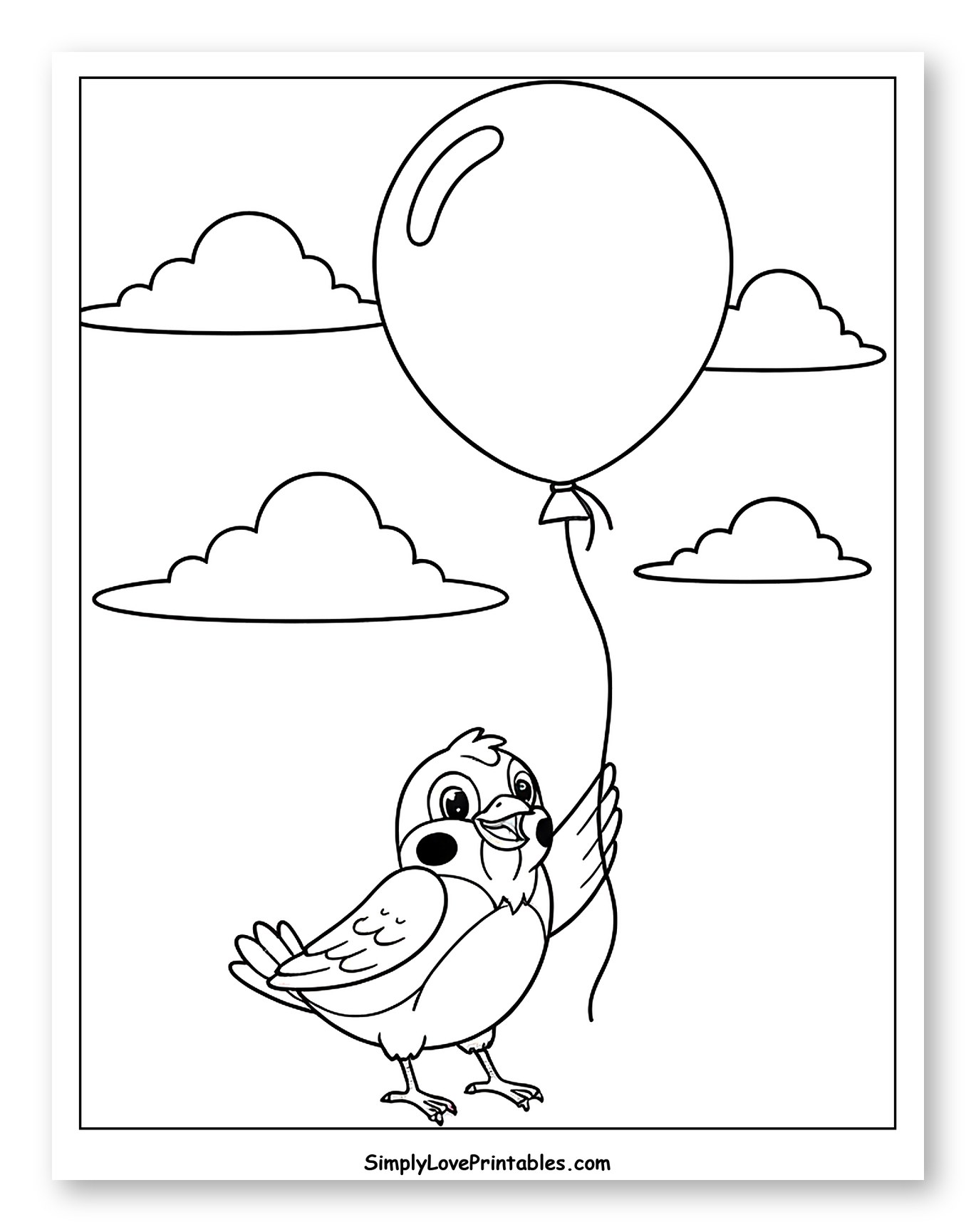 Happy Sparrow Flying with a Balloon