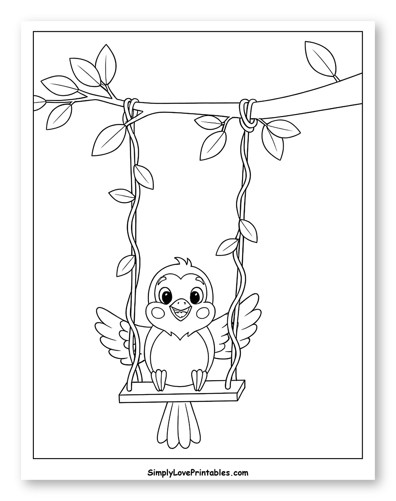 Happy Sparrow on a Vine Swing